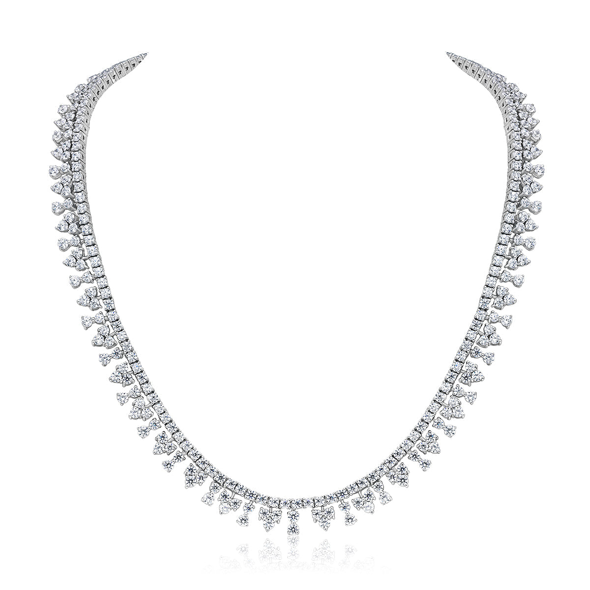 CY Diosa Paris Mix Shaped White Swarovski Zirconia Choker Necklace Front 2