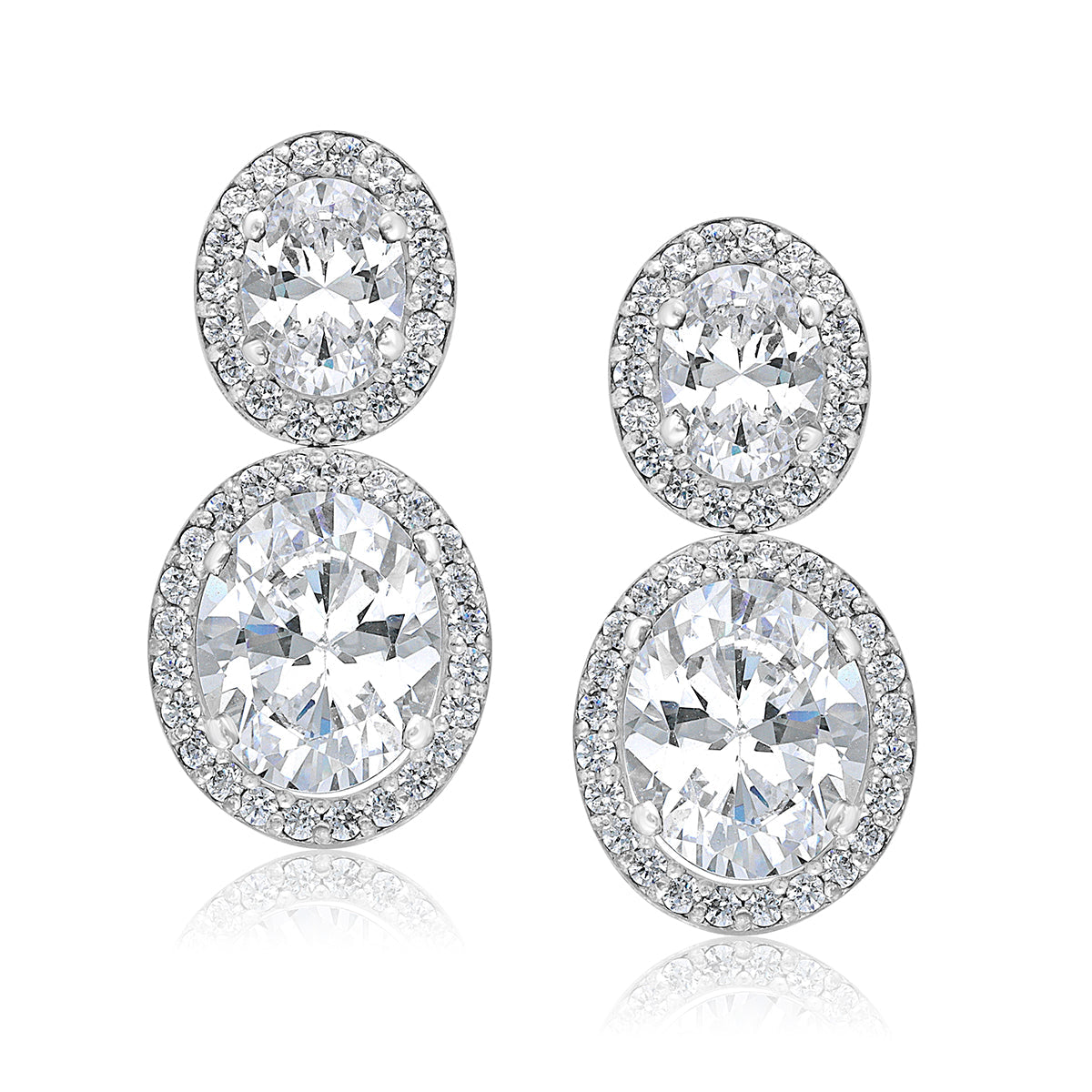 CY Diosa Paris Oval And Round Cut White Swarovski Zirconia Earrings Front 2