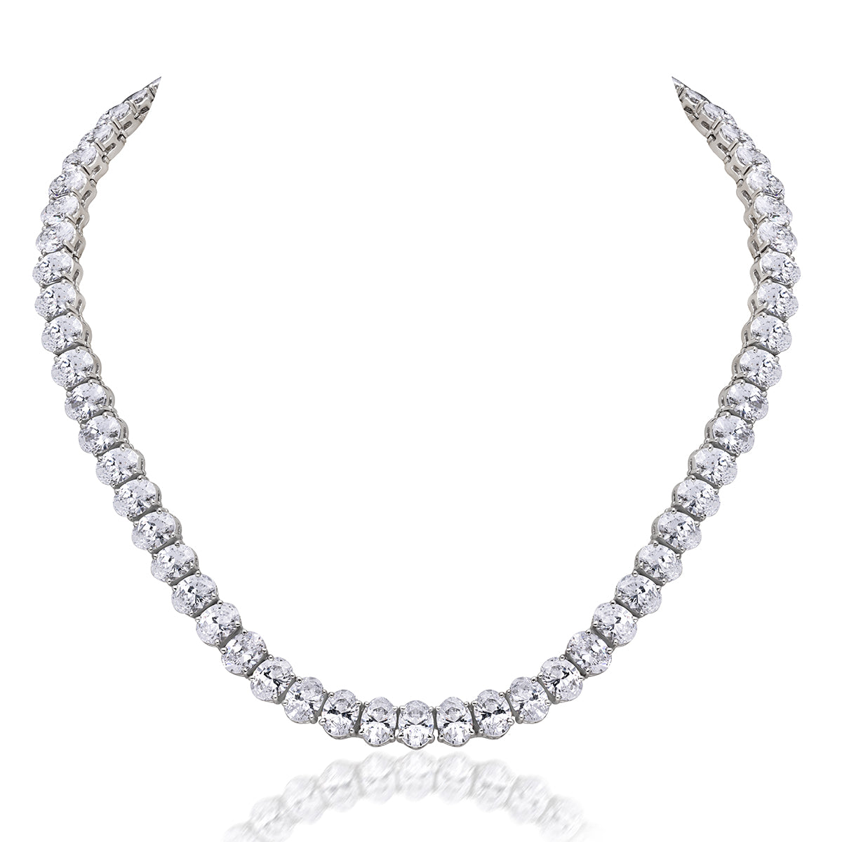 CY Diosa Paris Oval Cut Swarovski Zirconia Solitaire Necklace Front 2