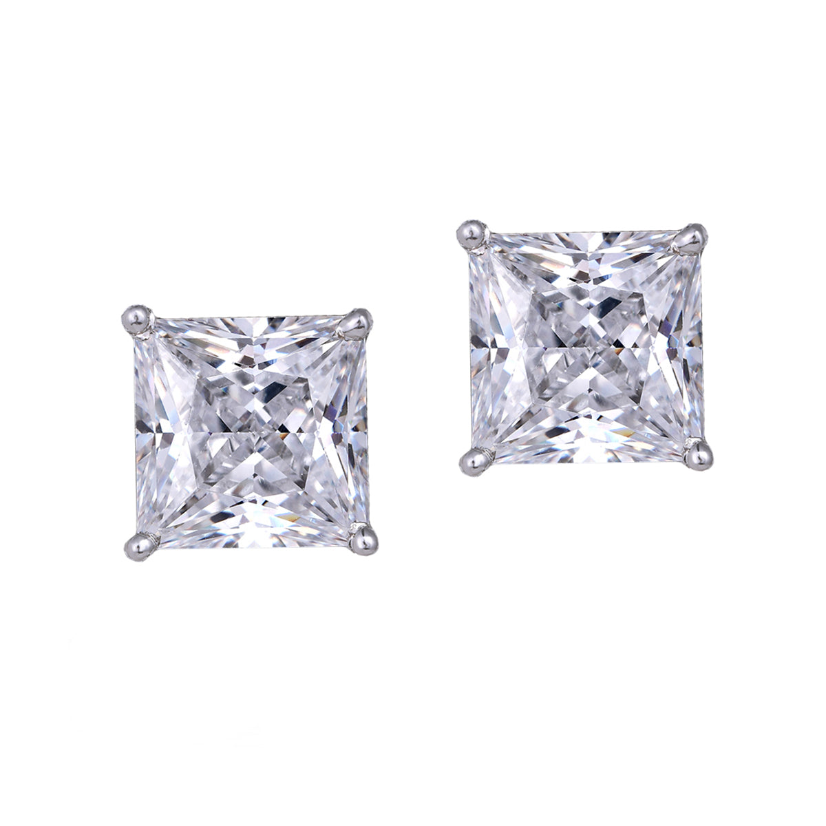 CY Diosa Paris Princess Cut White Swarovski zirconia Studs Front 2