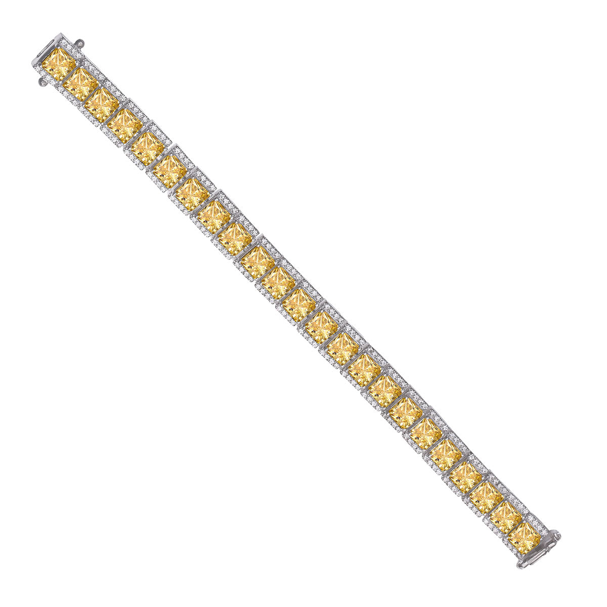 CY Diosa Paris Princess Cut Yellow And White Swarovski Zirconia Bracelet Front 2