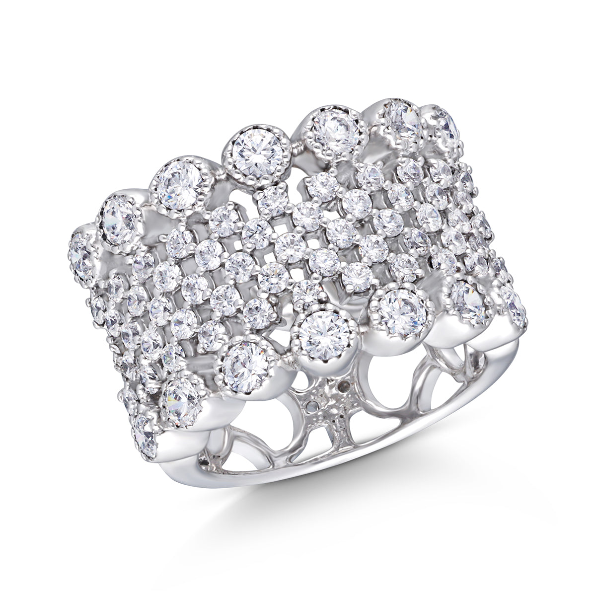 CY Diosa Paris Round Cut White Swarovski Zirconia Cocktail Ring Front 2