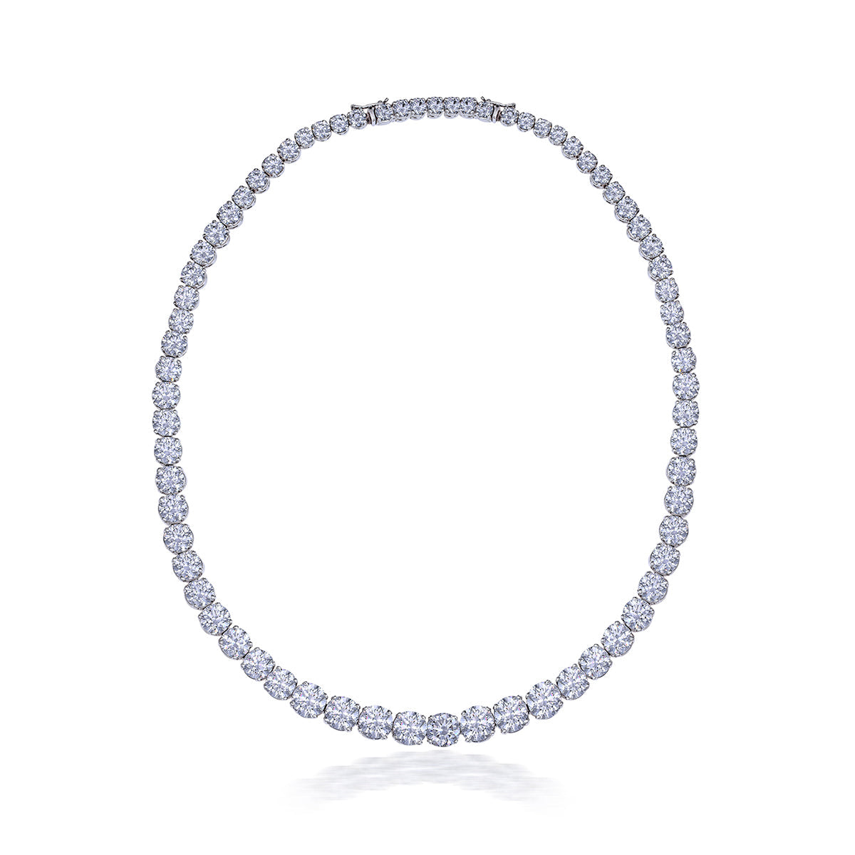 CY Diosa Paris Round Shaped White Swarovski Zirconia Solitaire Necklace Front 2