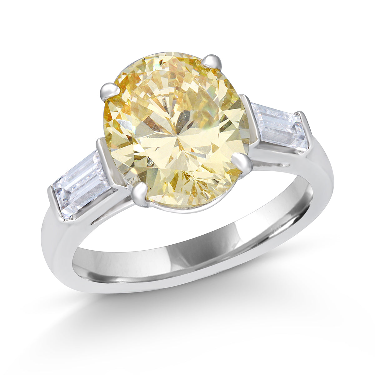 CY Diosa Paris Round Yellow And White Swarovski Zirconia Cassic Ring Front 2