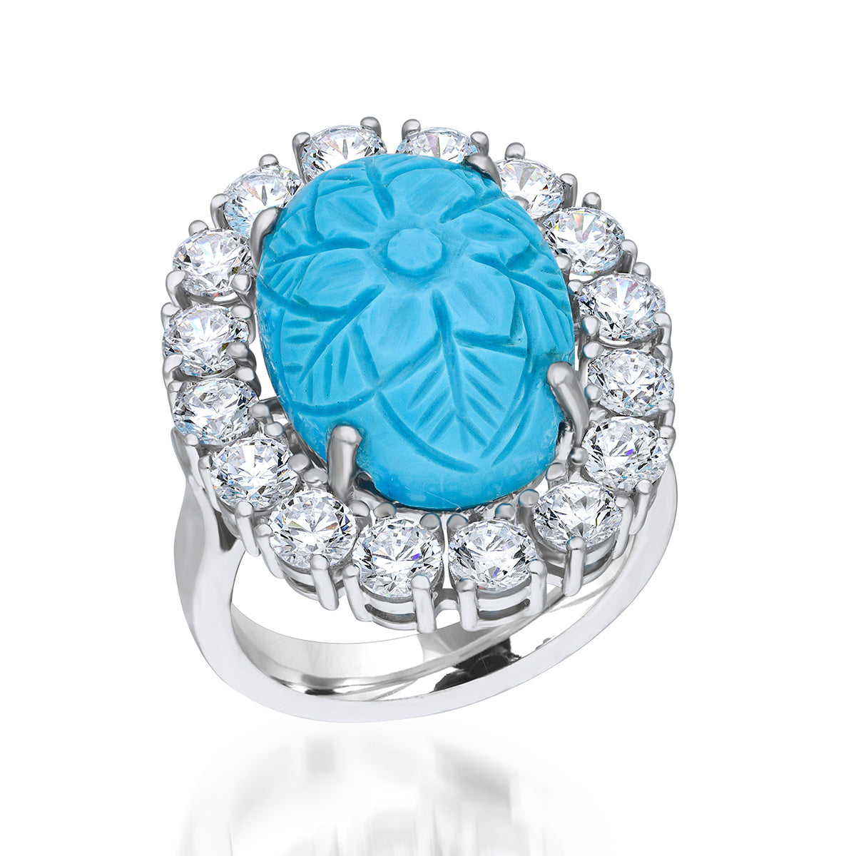 CY Diosa Paris Synthetic Oval Cut Ruby And Swarovski Zirconia Cocktail Ring Front 2