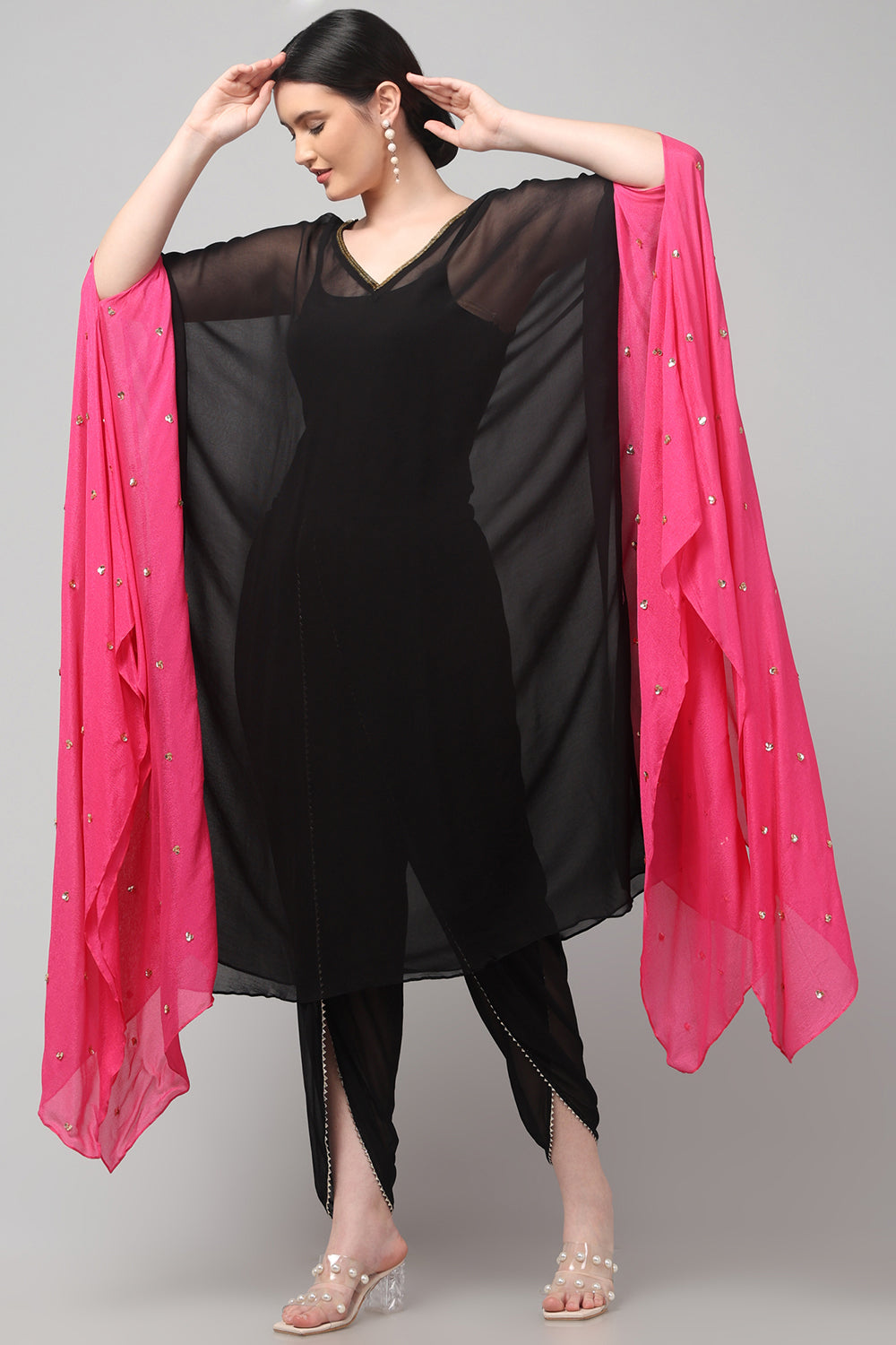 Two-Tone Asymmetric Kaftan with Dhoti style Bottom