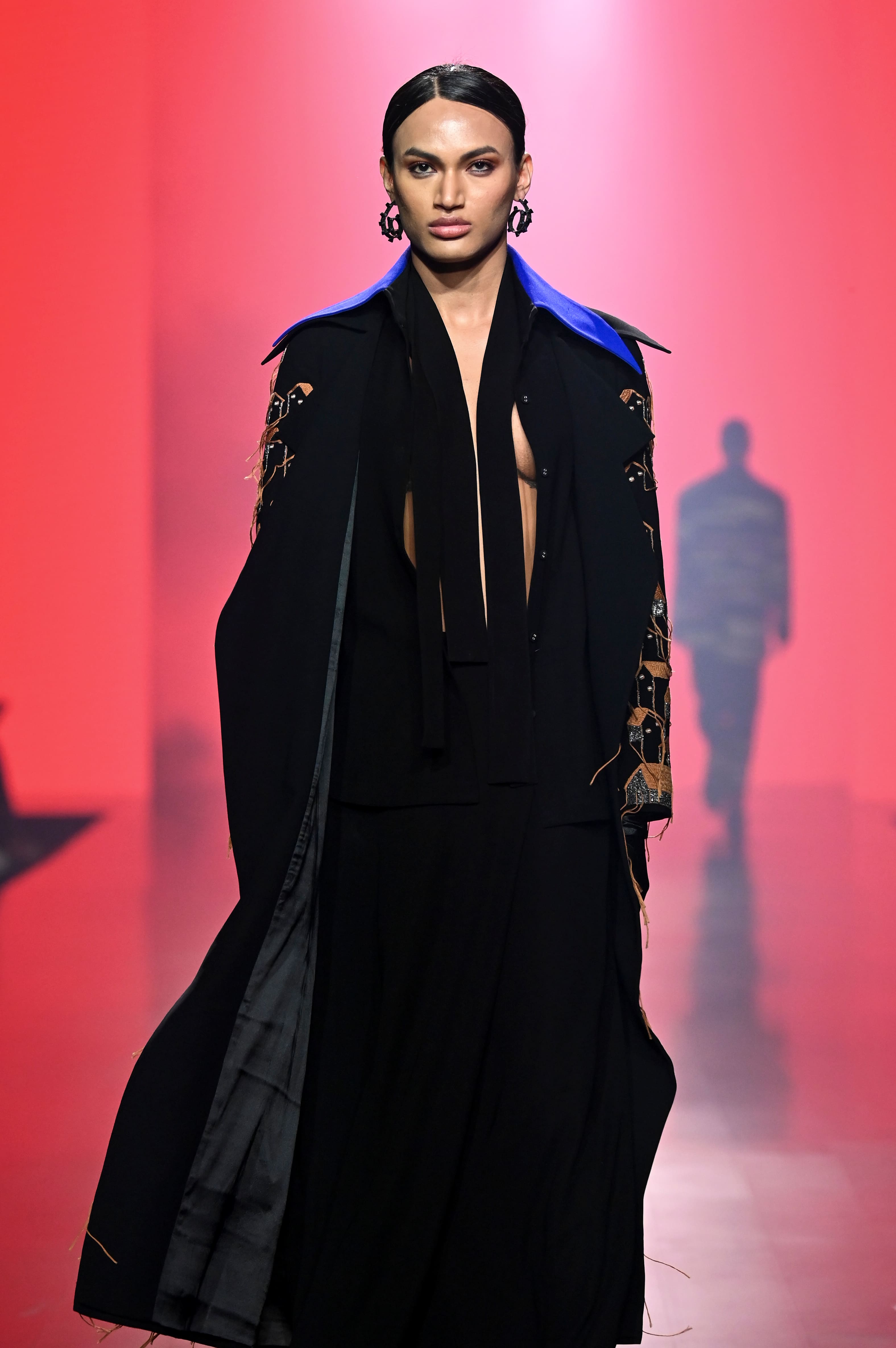Tiny Houses Oversized Long Coat With Wrap Skirt And Shirt