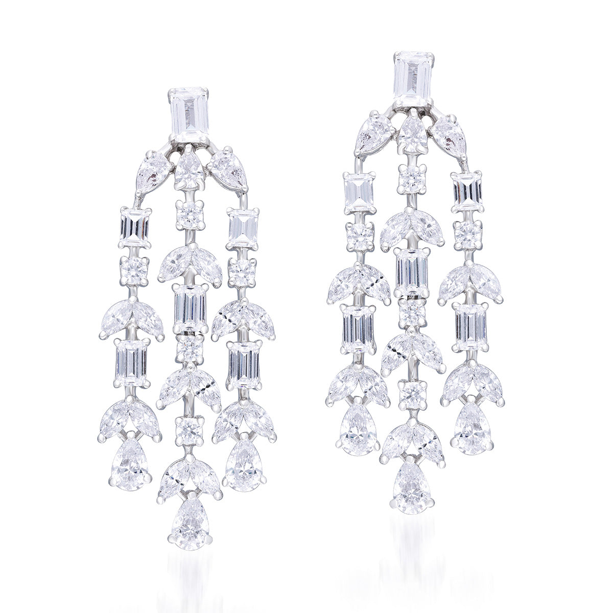 Mix Shaped White Swarovski Zirconia Earrings