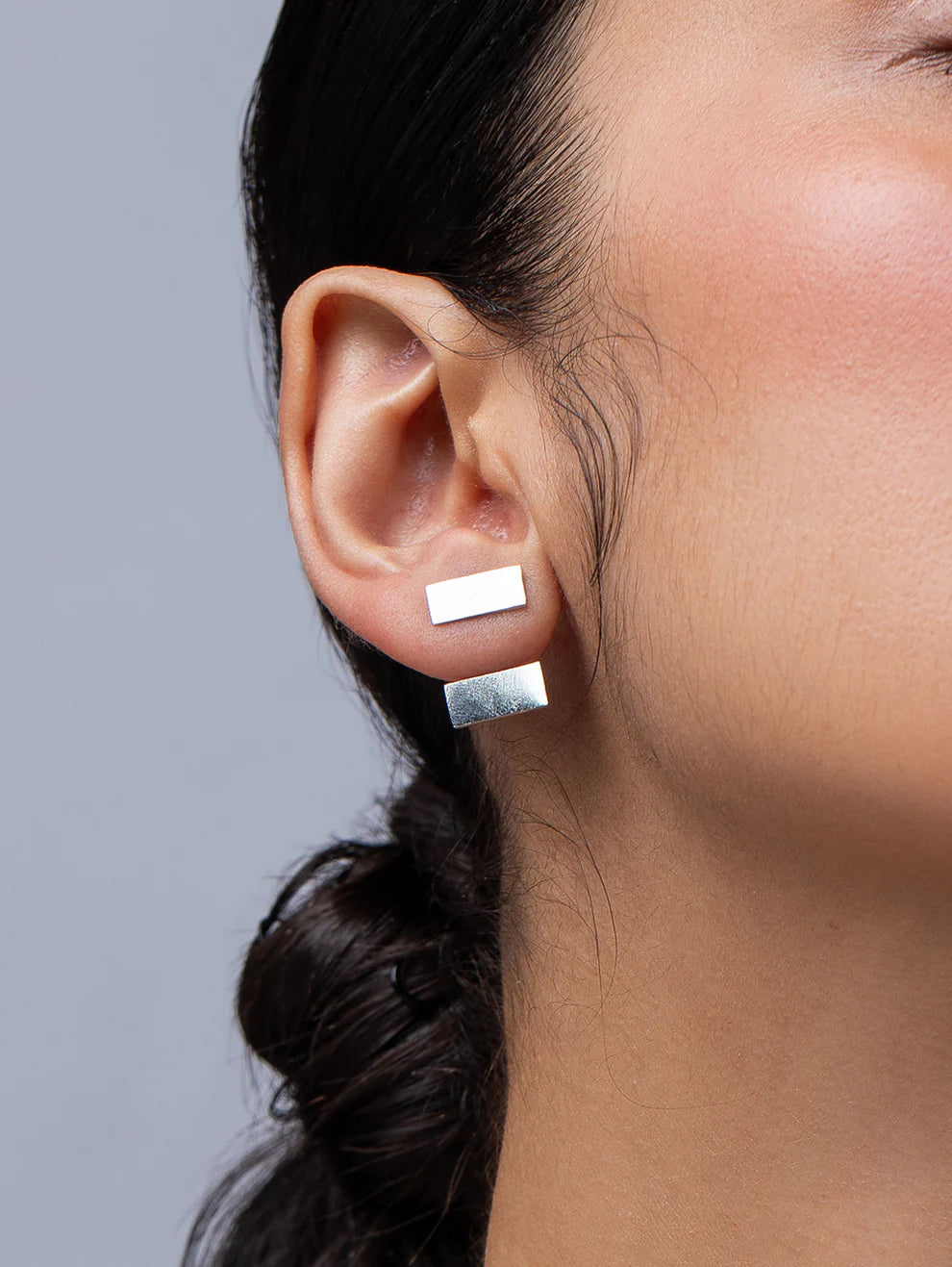 Silver Biscuit Drop Earrings