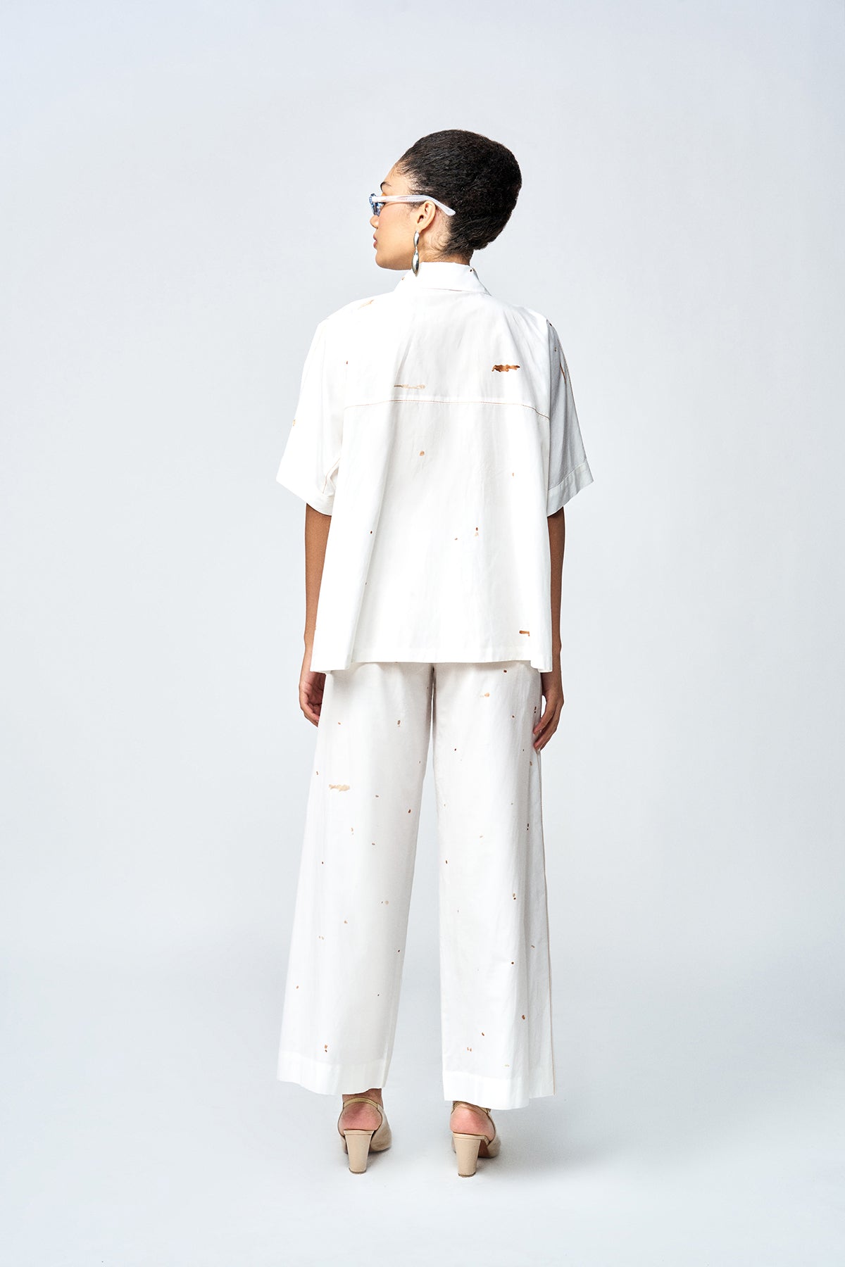 FLARED PANTS OF (SUMMER PLANT KIMONO ANTI FIT SHIRT )