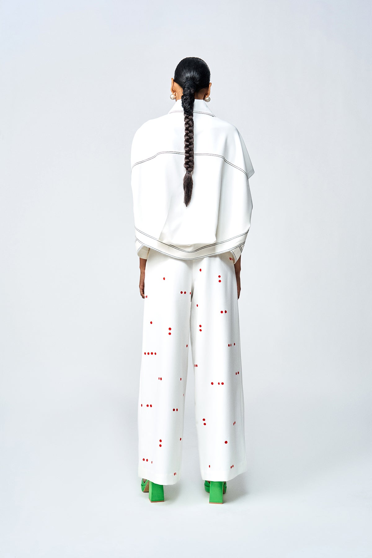 FLARED PANTS OF (LOVE CHECKS OVERSIZED SHIRT JACKET)