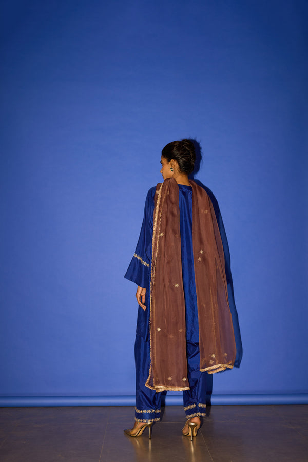 CY Esha Arora Blue A Line Kurta Set Back 1