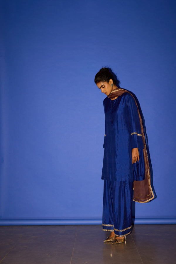 CY Esha Arora Blue A Line Kurta Set Front 2