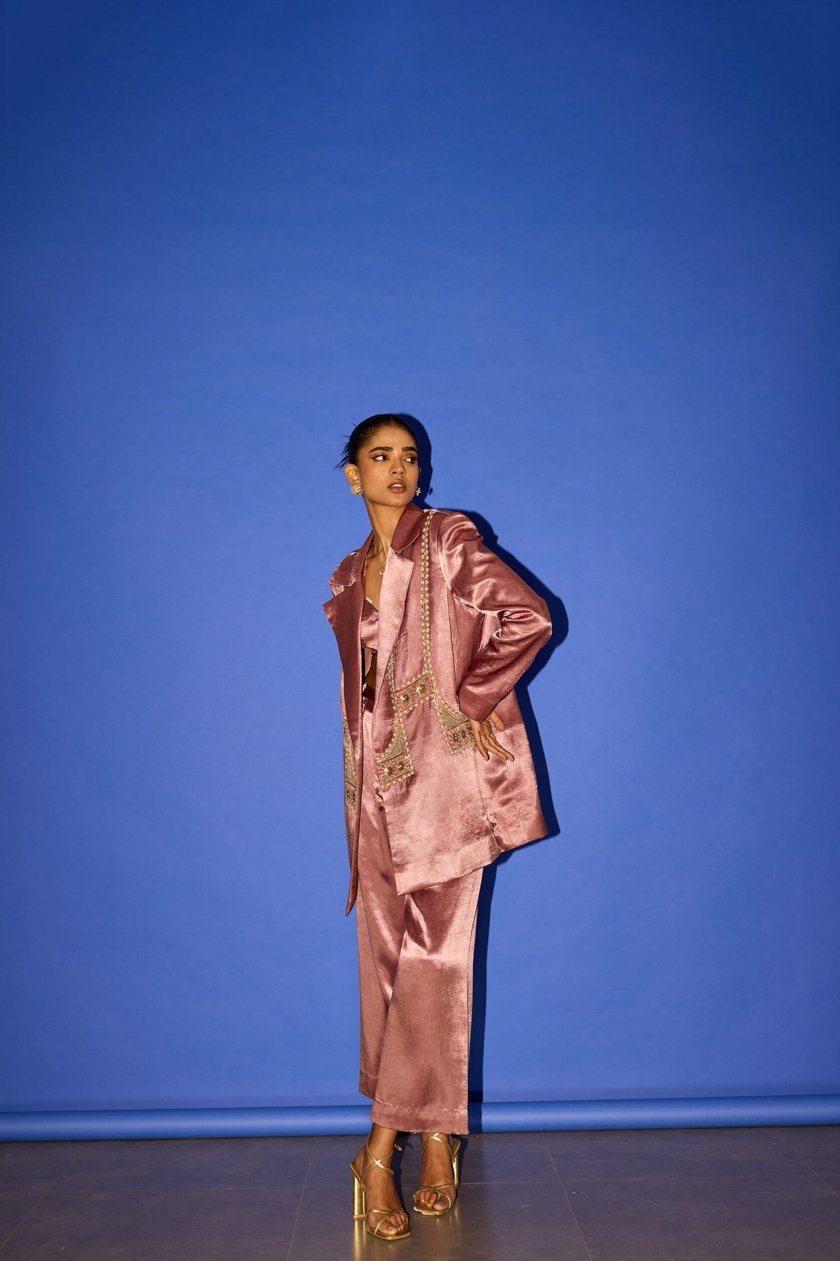 CY Esha Arora Dusky Pink Blazer Set Front 2