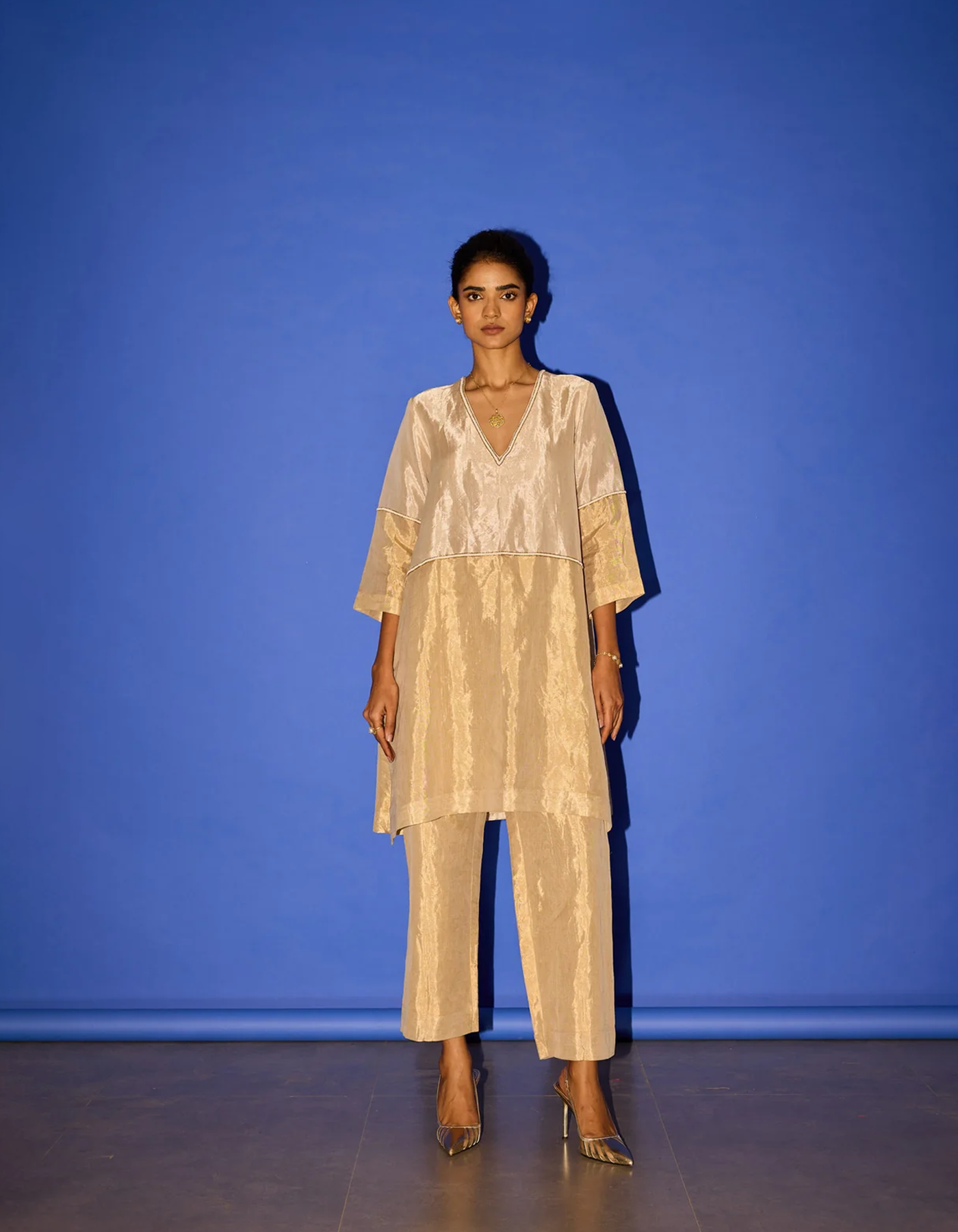 CY Esha Arora Half & Half A Line Kurta Set Front 1