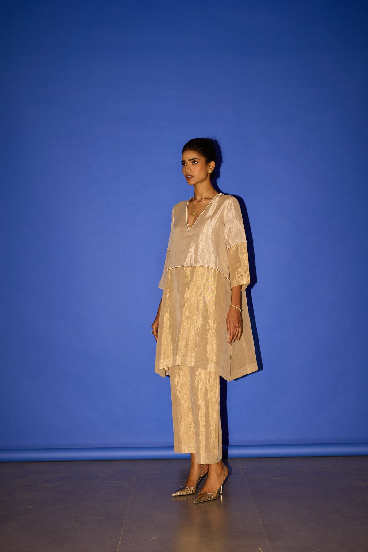 CY Esha Arora Half & Half A Line Kurta Set Front 2