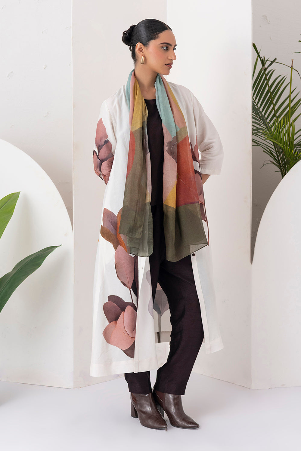 Multicoloured Thin Chanderi Printed Stole (1 PC)