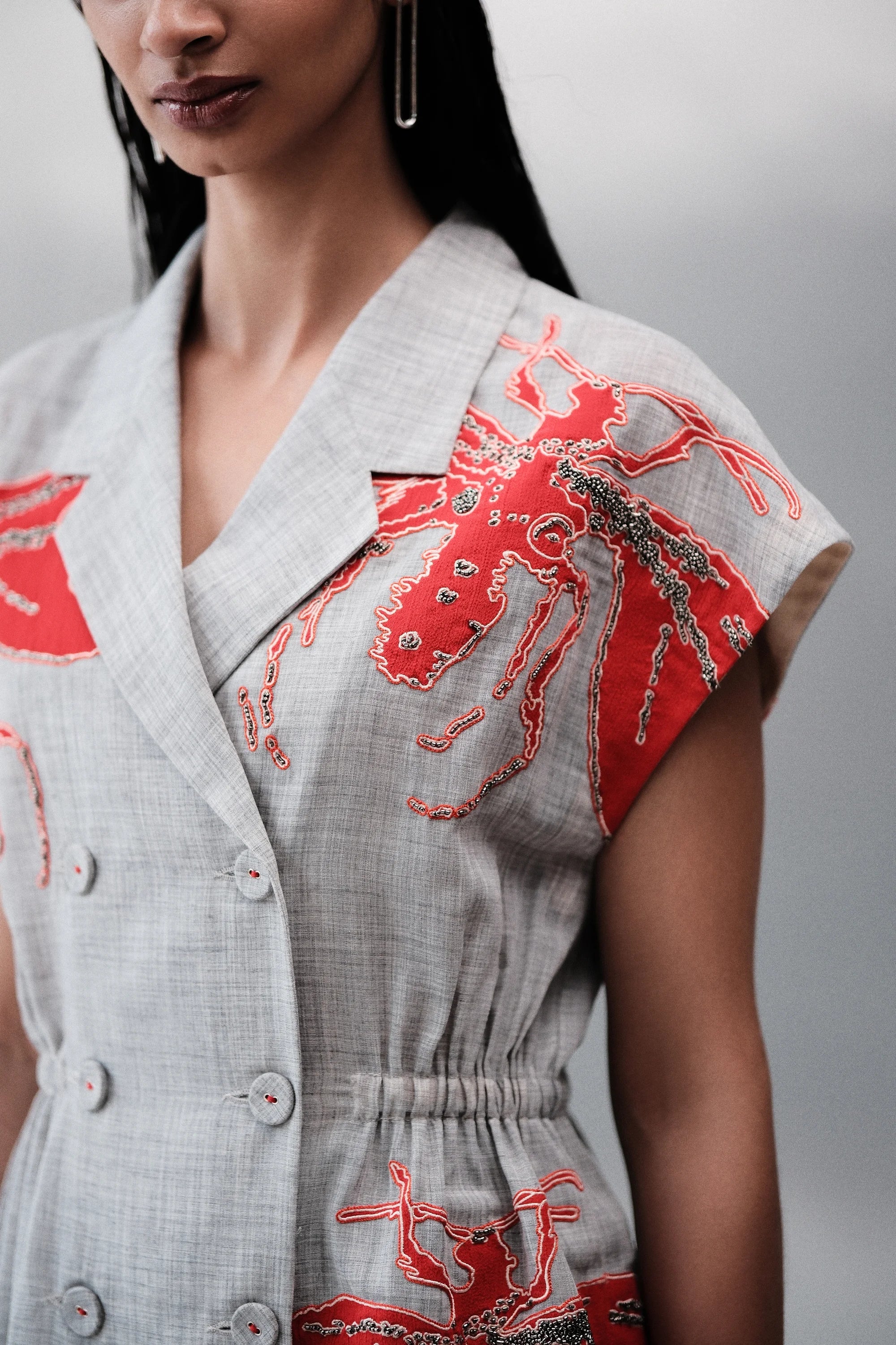 WASP WRAP ROBE JACKET WITH ASYMMETRIC SKIRT