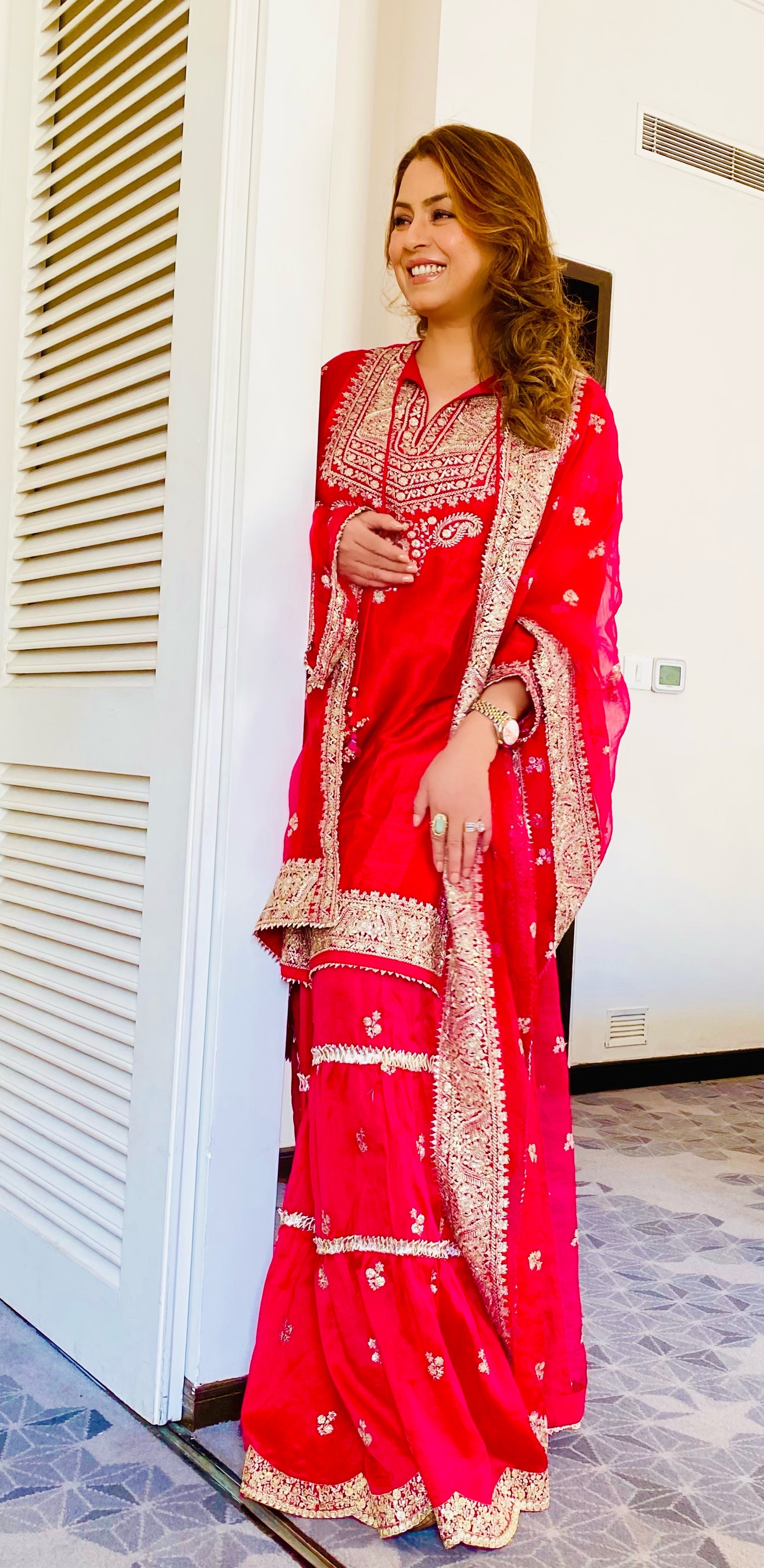 Rati Red Short Sharara Set