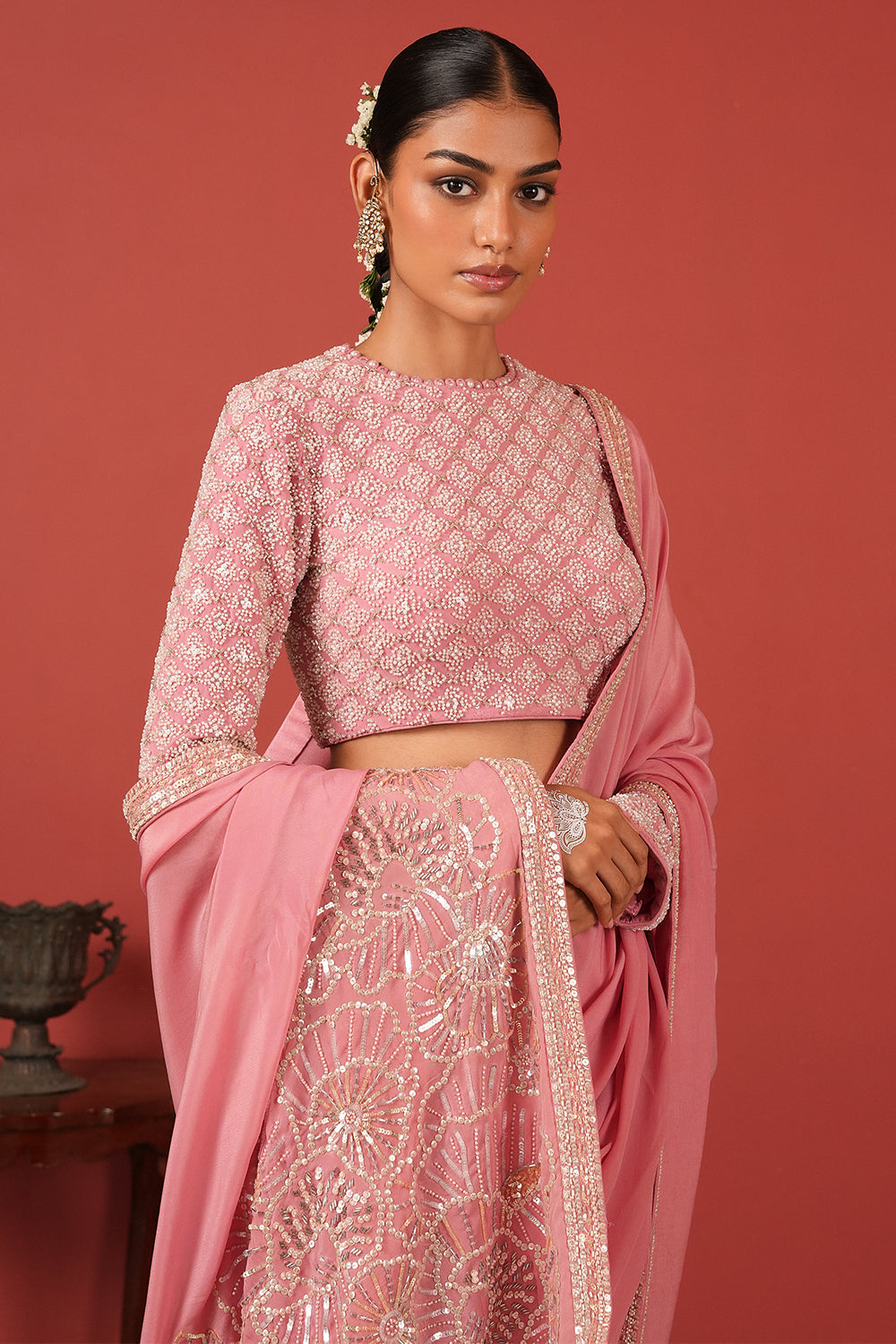 Flawless Embroidered Saree Set with Statement Blouse