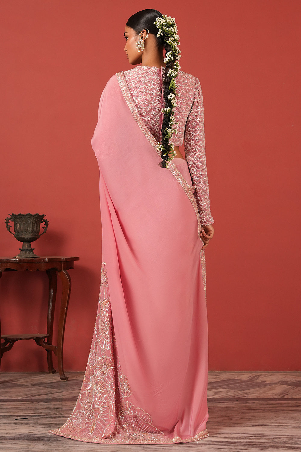 Flawless Embroidered Saree Set with Statement Blouse