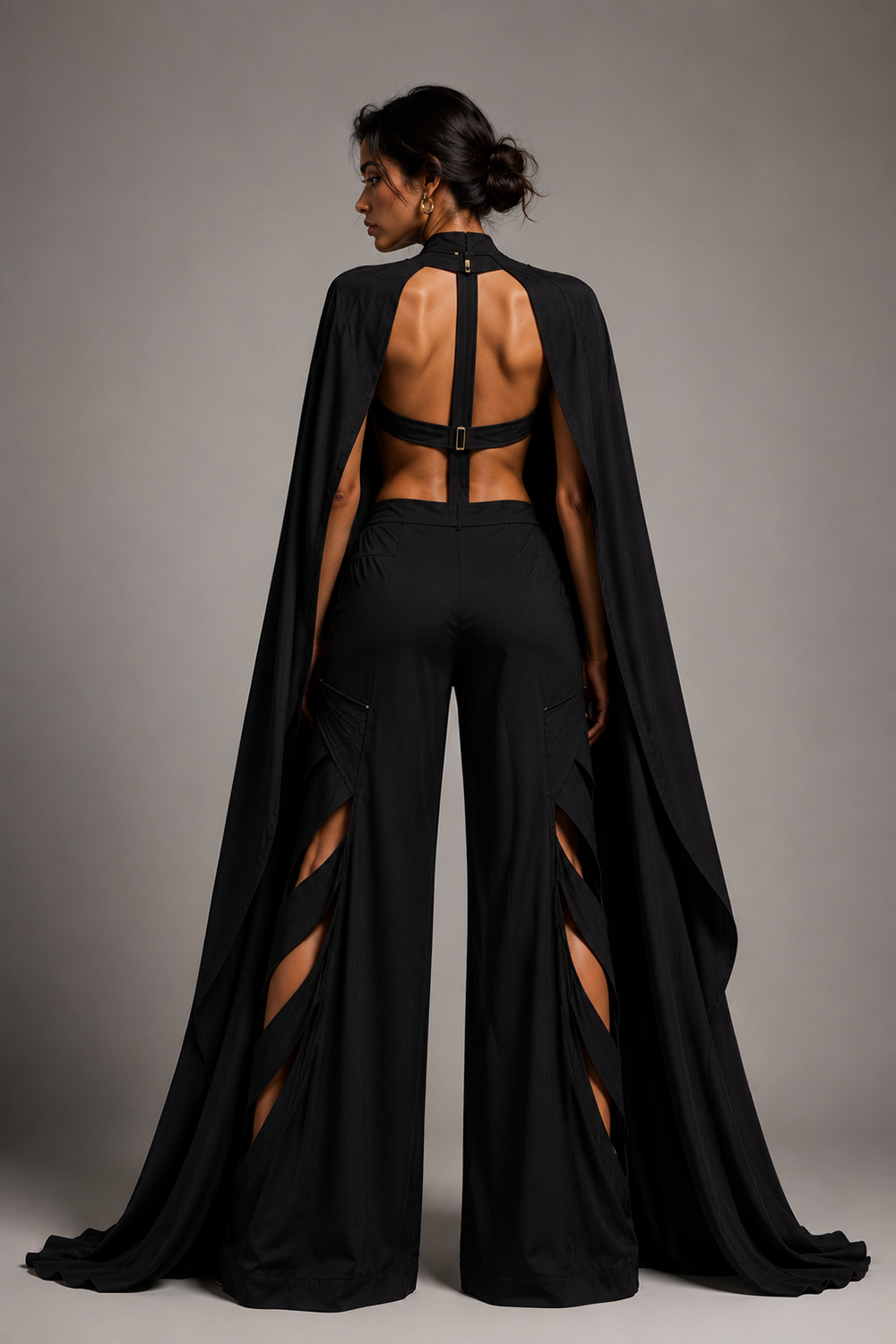 Black Premium Lycra Co-Ord Set with Cut-Out Corset