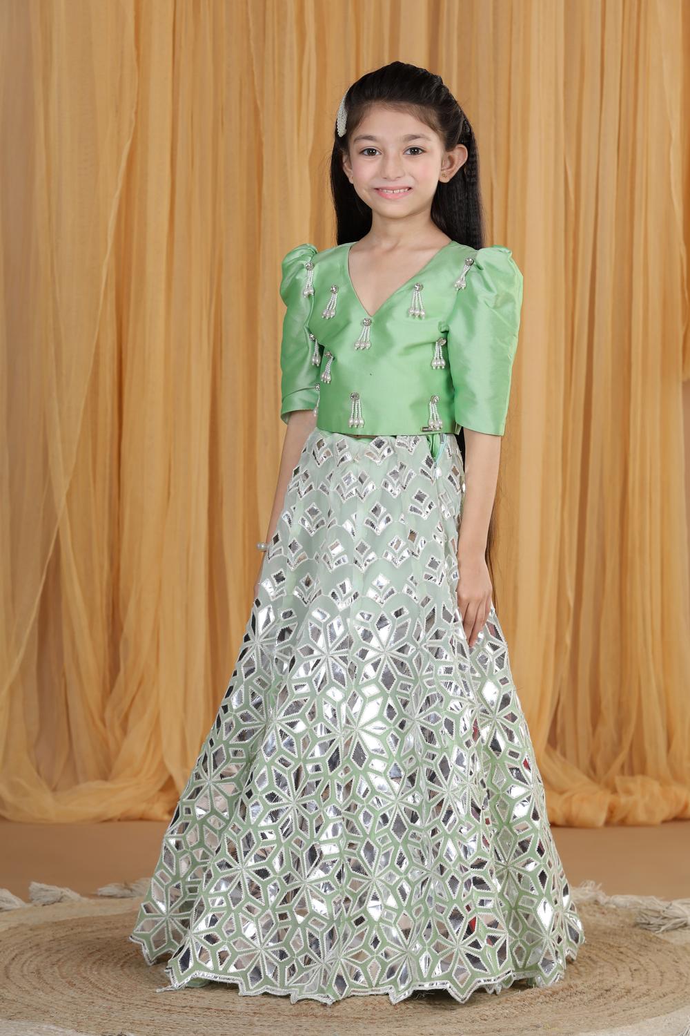 Leather Work Lehenga Set