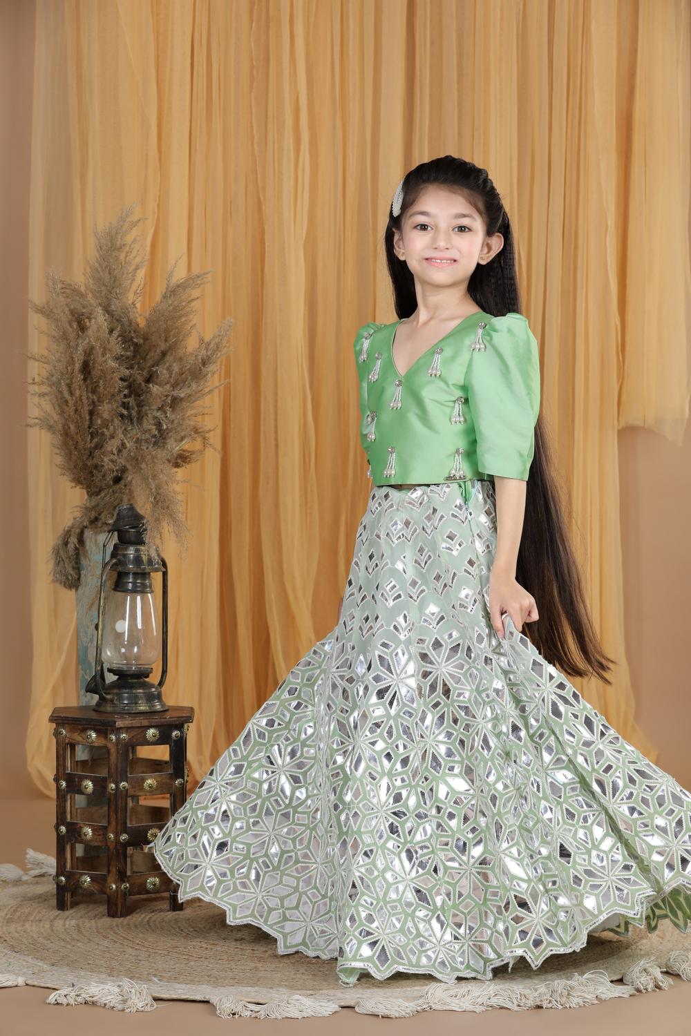 Leather Work Lehenga Set