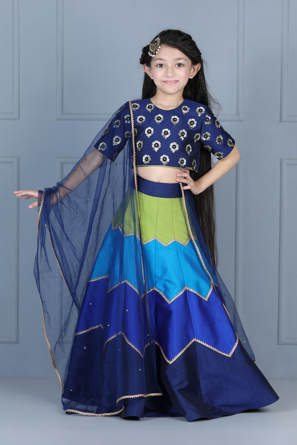 Embriodered Choli With Multi Colour Lehenga