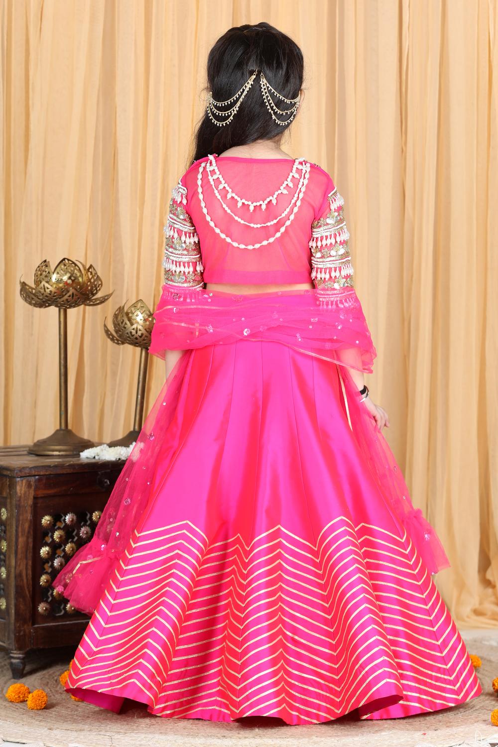 Silk Lehenga And Blouse With Gota Embroidery