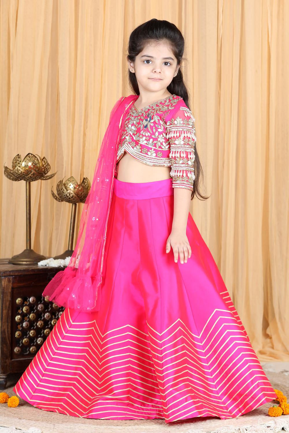 Silk Lehenga And Blouse With Gota Embroidery