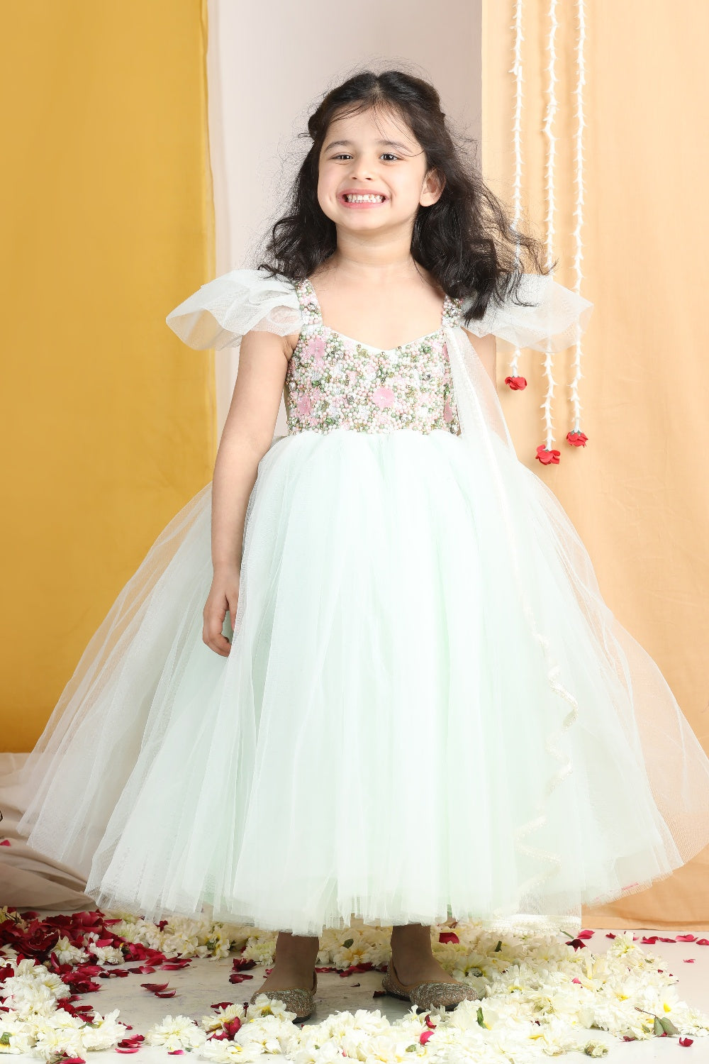 Flair Gown With Hand Embroidery On Yoke