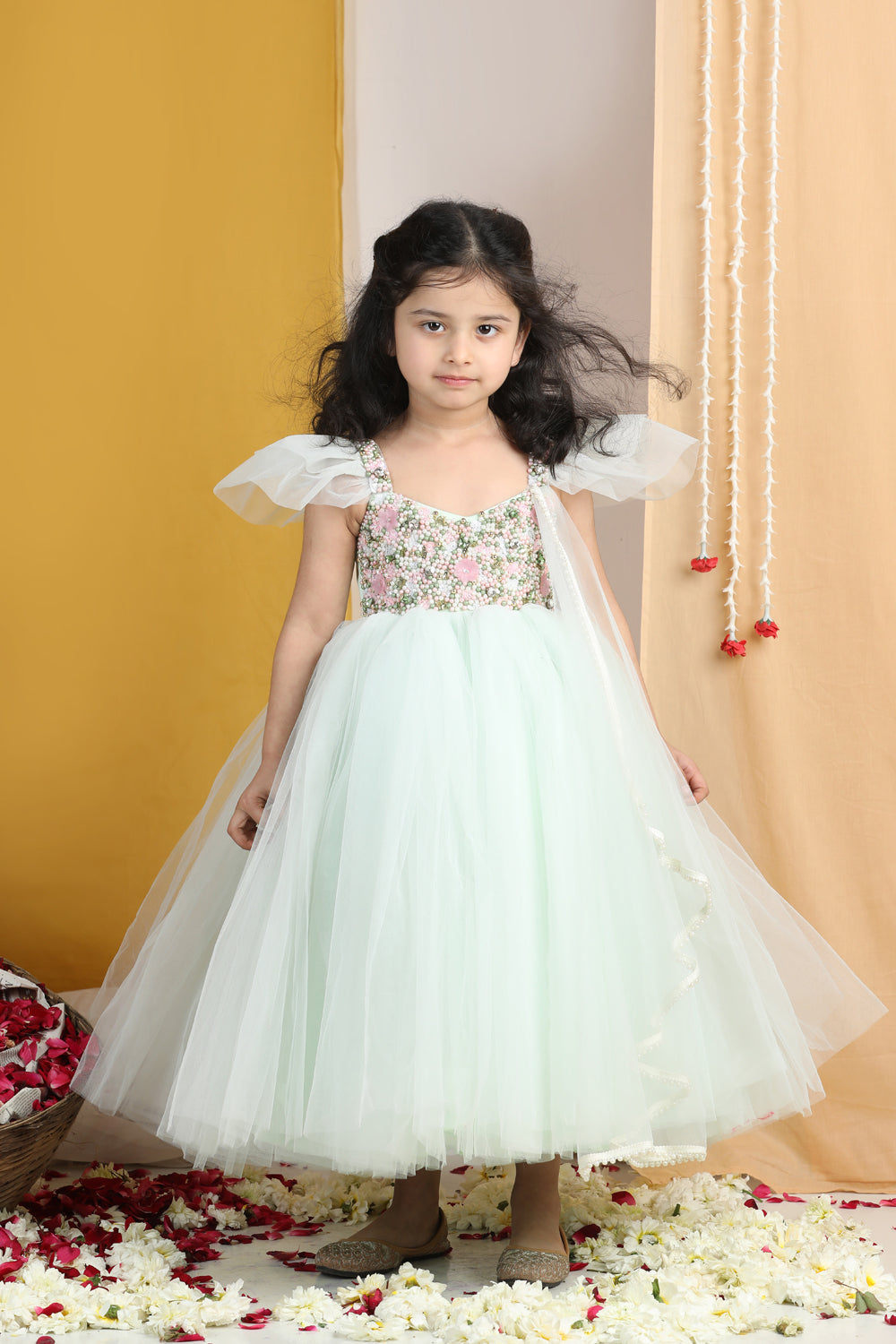 Flair Gown With Hand Embroidery On Yoke