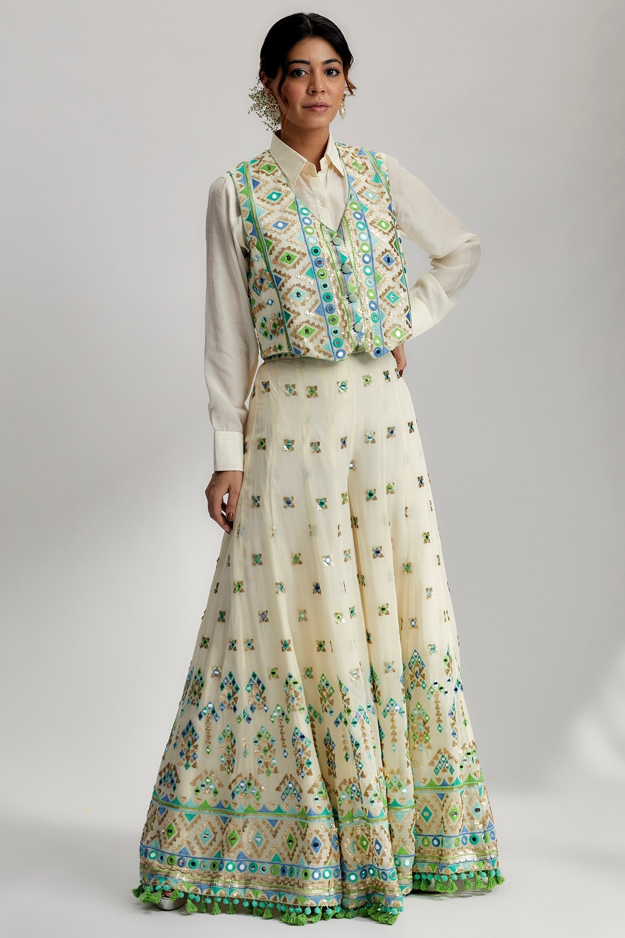 Amara Jacket Set With Flared Pants