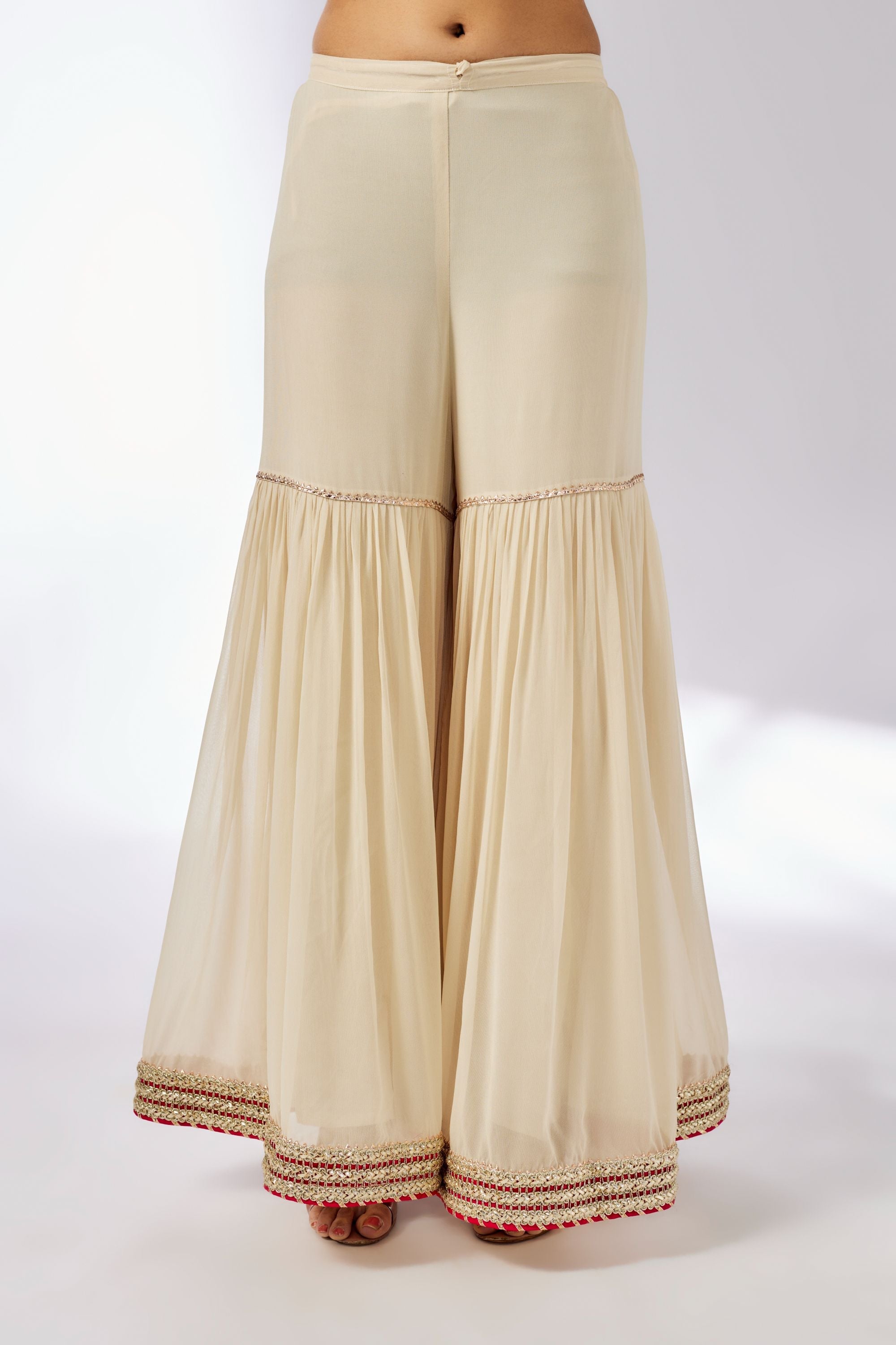 Chhaya Strappy Ivory Sharara Set