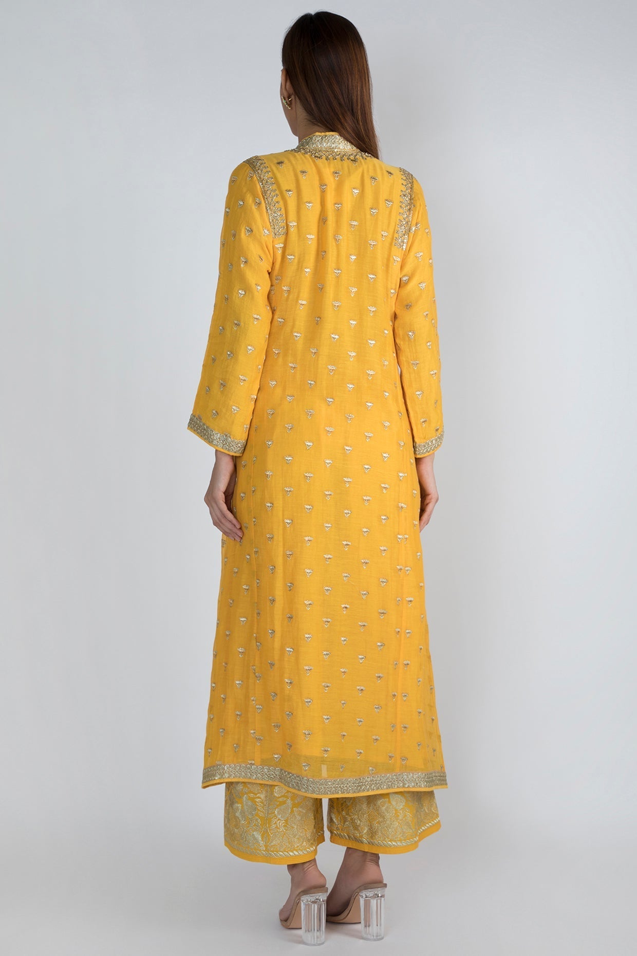 Meera Yellow Jacket Palazzo Set