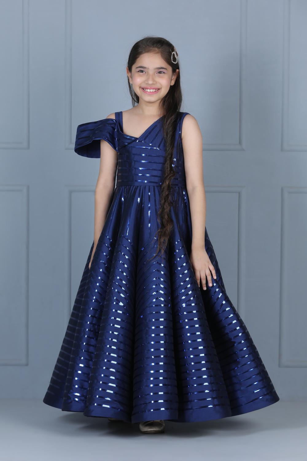 Glossy Taping Embllished Gown