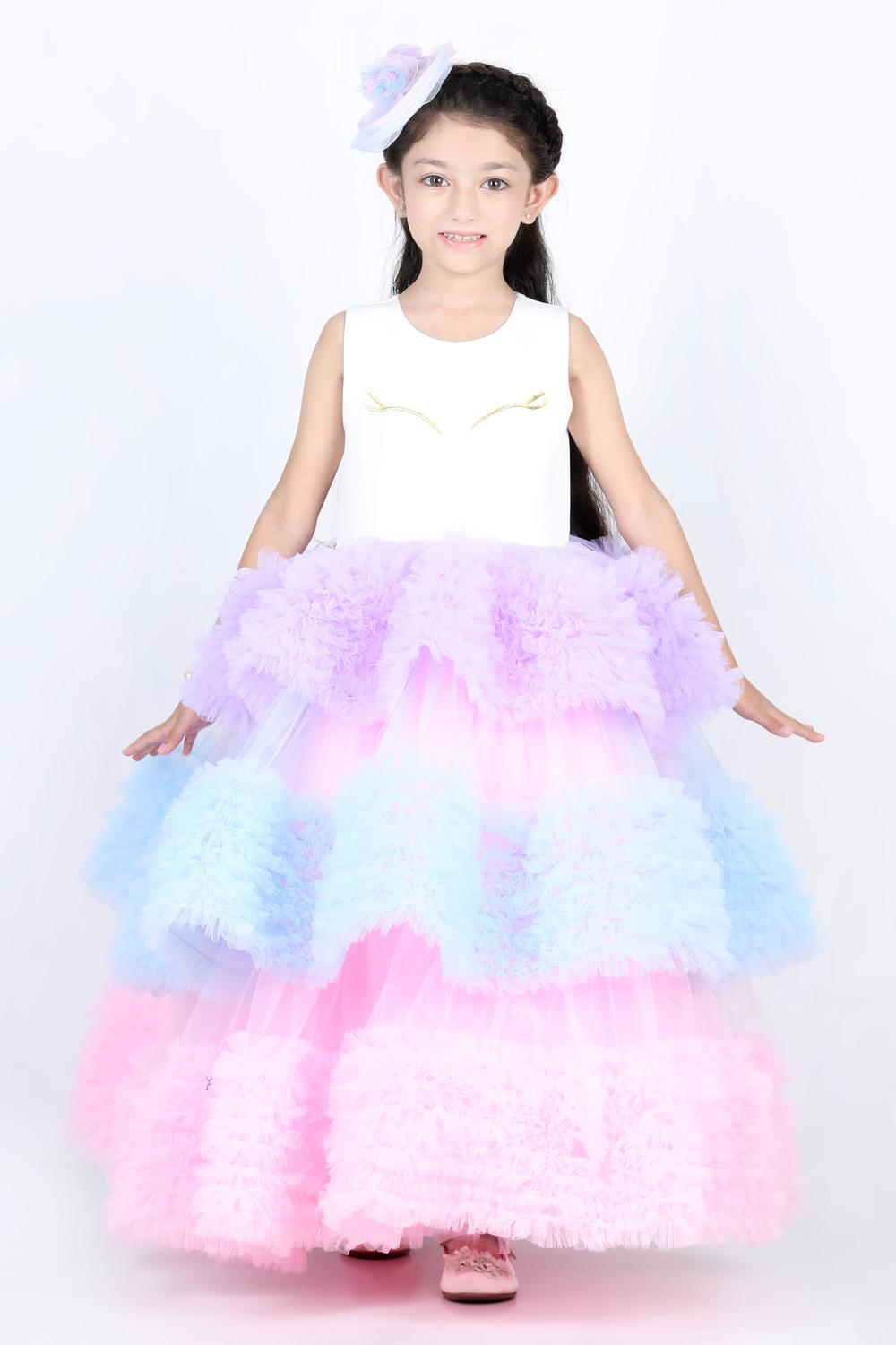 Unicorn Dress With Golden Eyebrow Embroidery