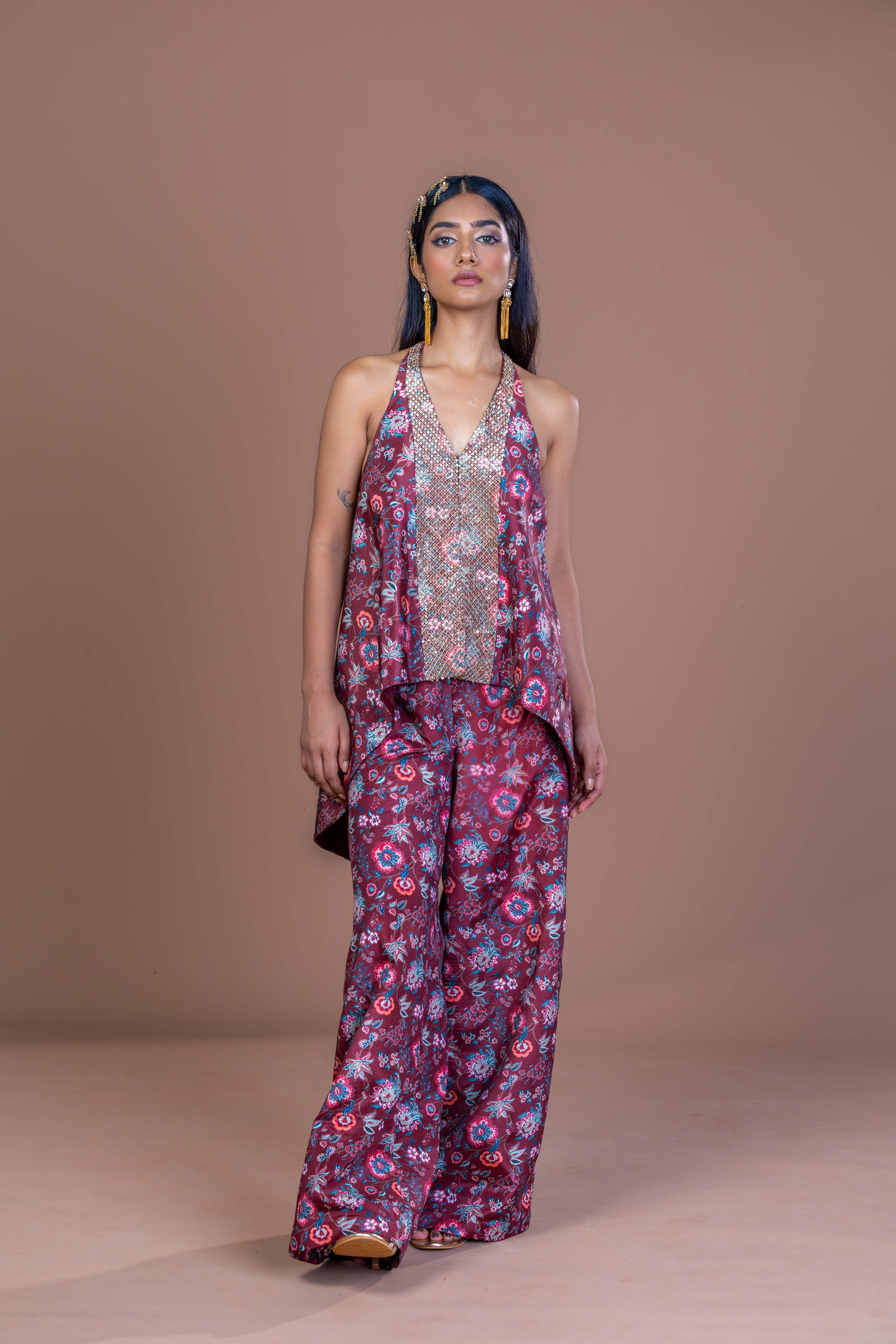 Garnet Glimmer Halter Coord Set