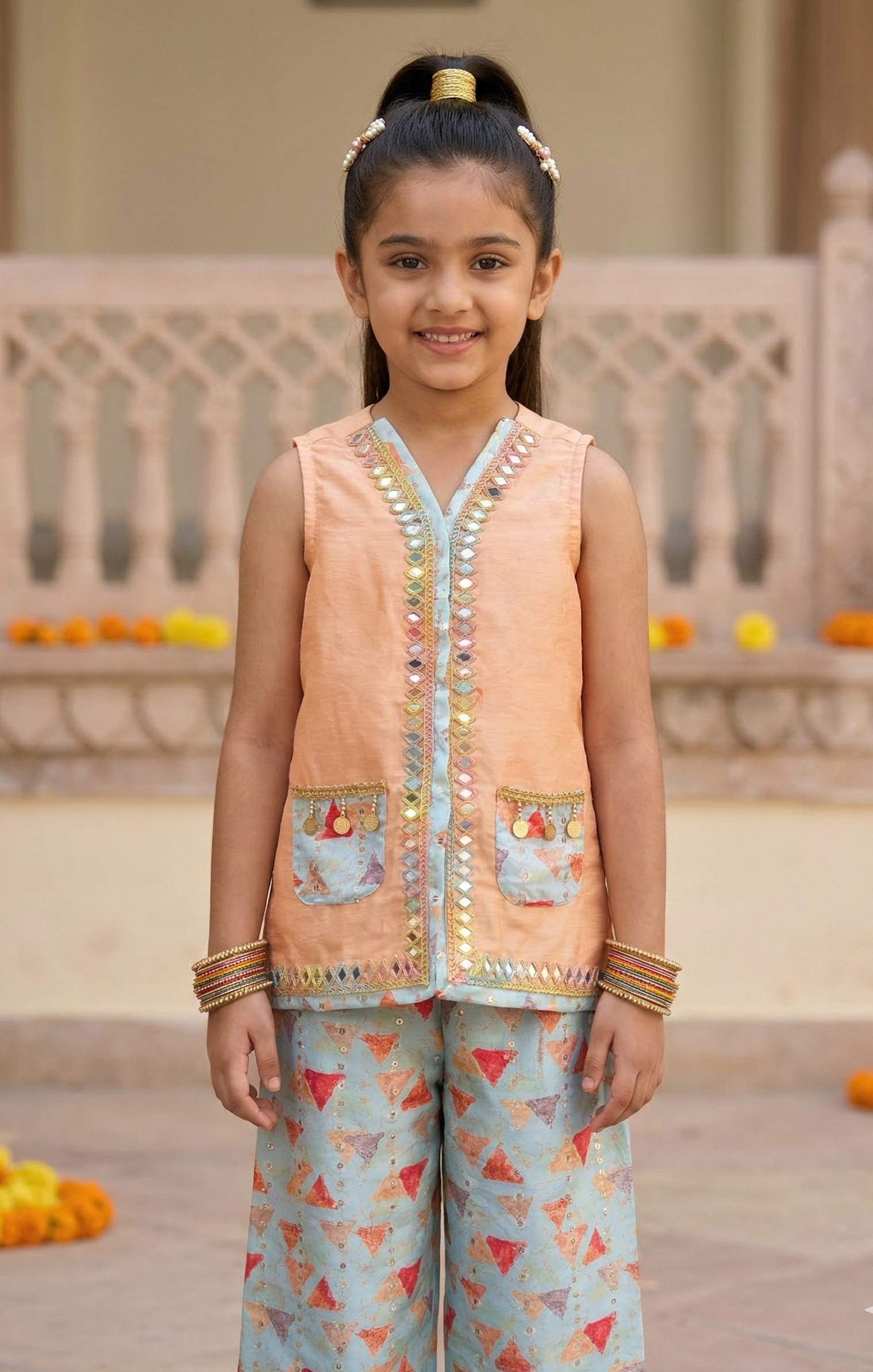 Peach Sleeveless Top and Palazzo Co-ord Set