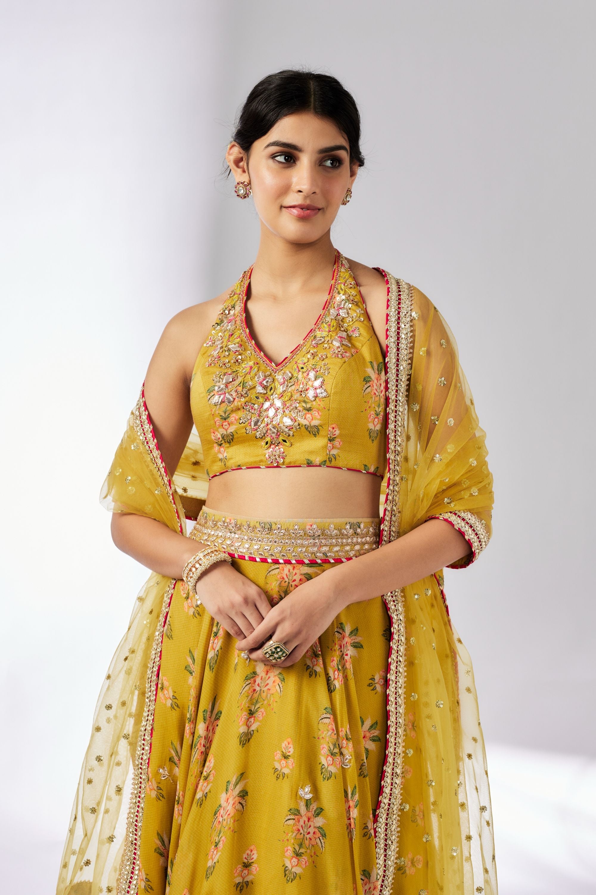 CY Gopi Vaid Bhairavi Mustard Lehenga Set Closeup 1