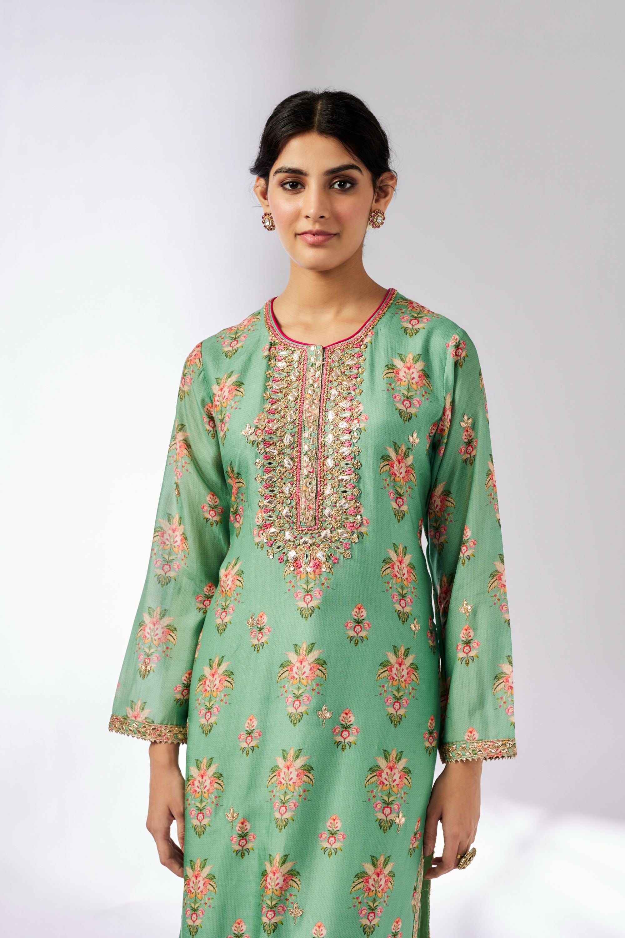 CY Gopi Vaid Dhara Mint Tunic Closeup 1
