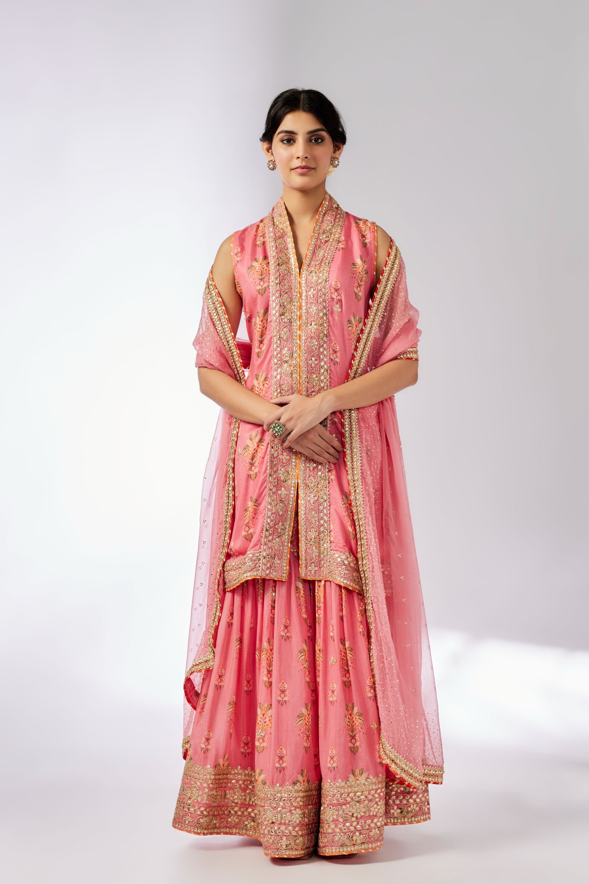 CY Gopi Vaid Driti Sleeveless Pink Sharara Set Front 1