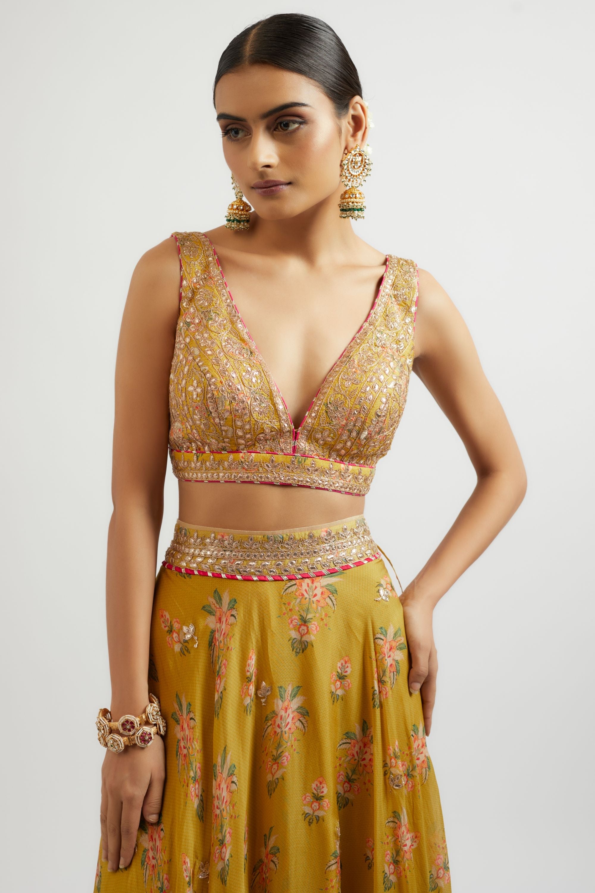 CY Gopi Vaid Esha Mustard Lehenga Set Closeup 2
