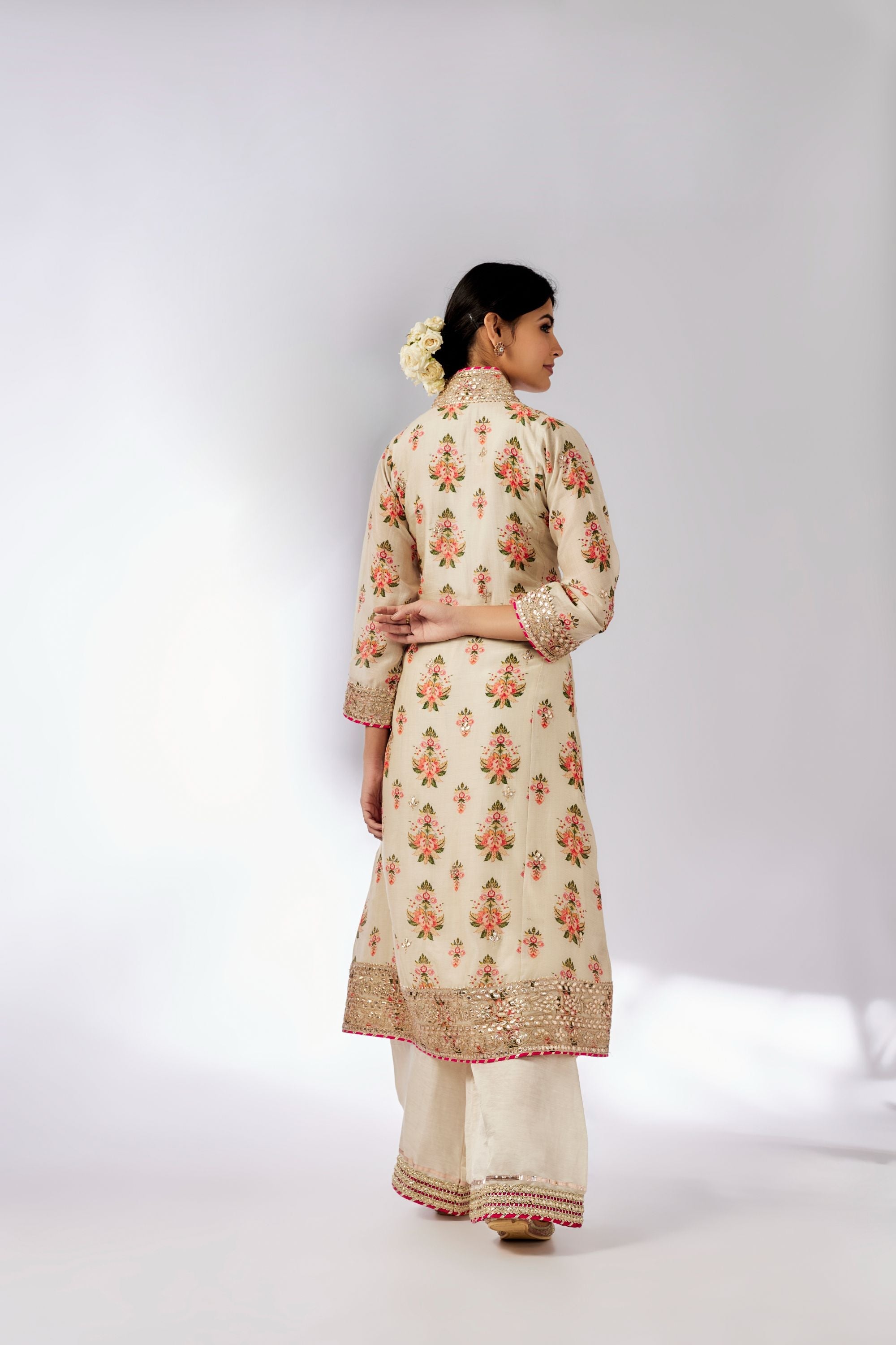CY Gopi Vaid Mansi Ivory Embroidered Palazzo Set Back 1