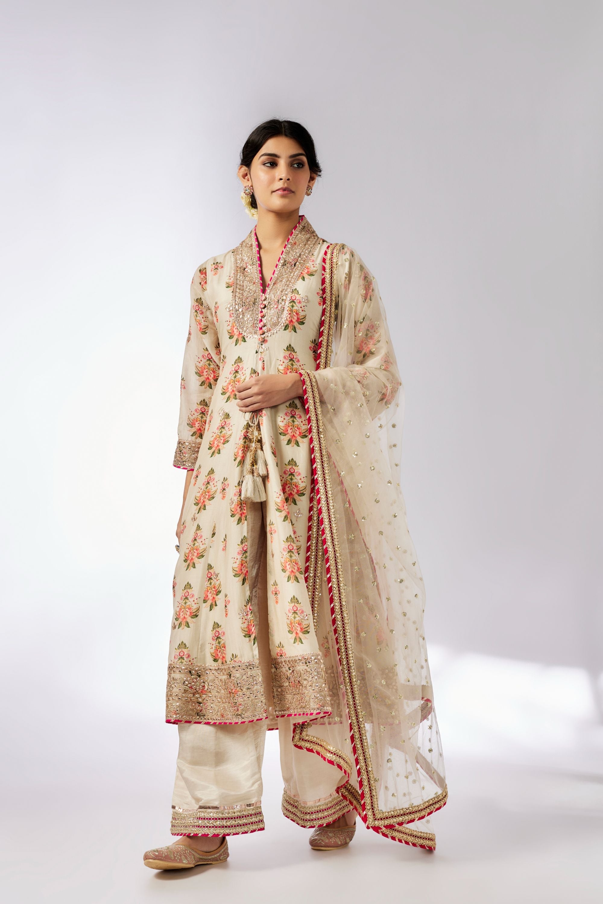 CY Gopi Vaid Mansi Ivory Embroidered Palazzo Set Front 1