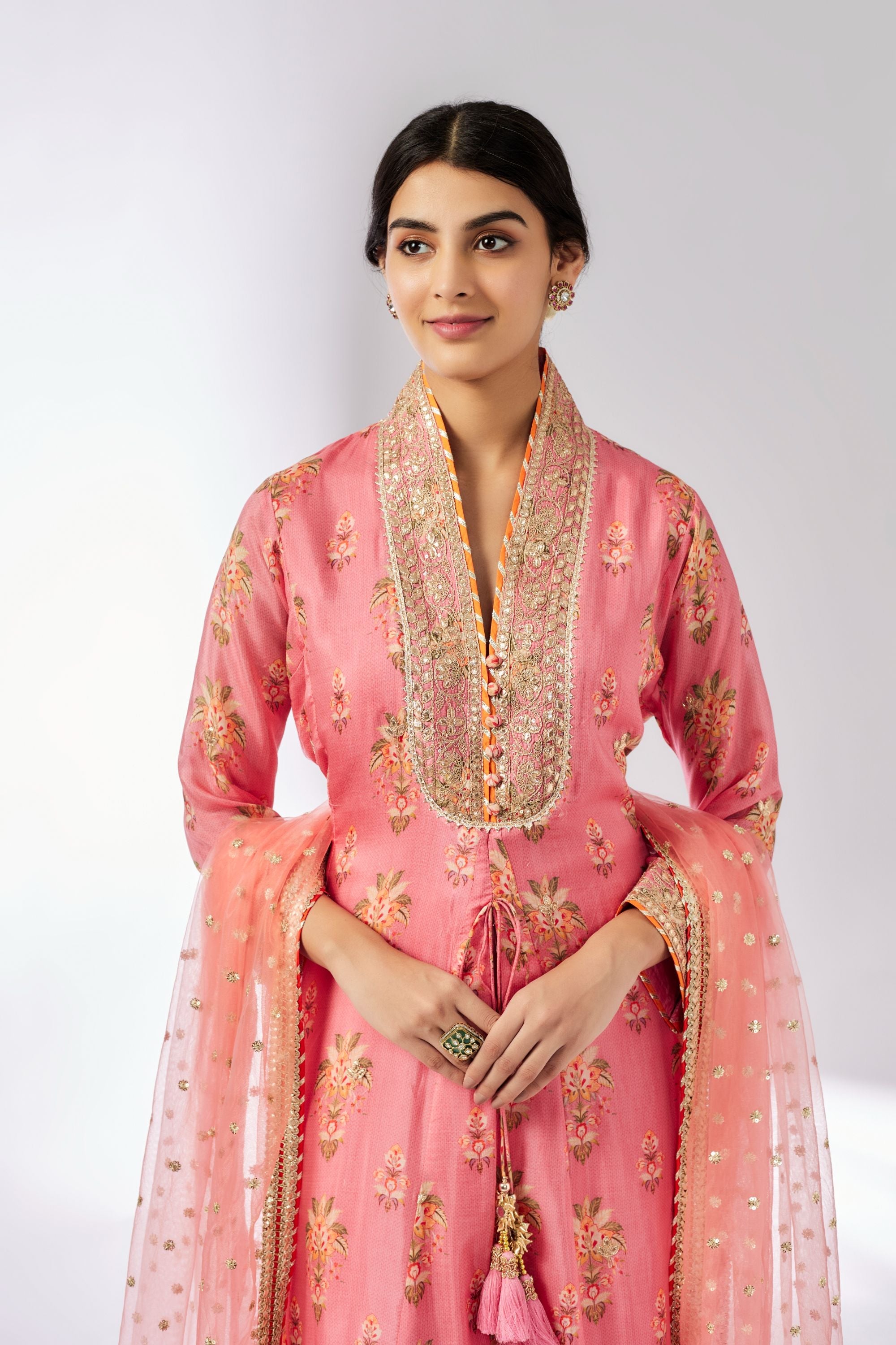 CY Gopi Vaid Mansi Pink Embroidered Palazzo Set Closeup 1