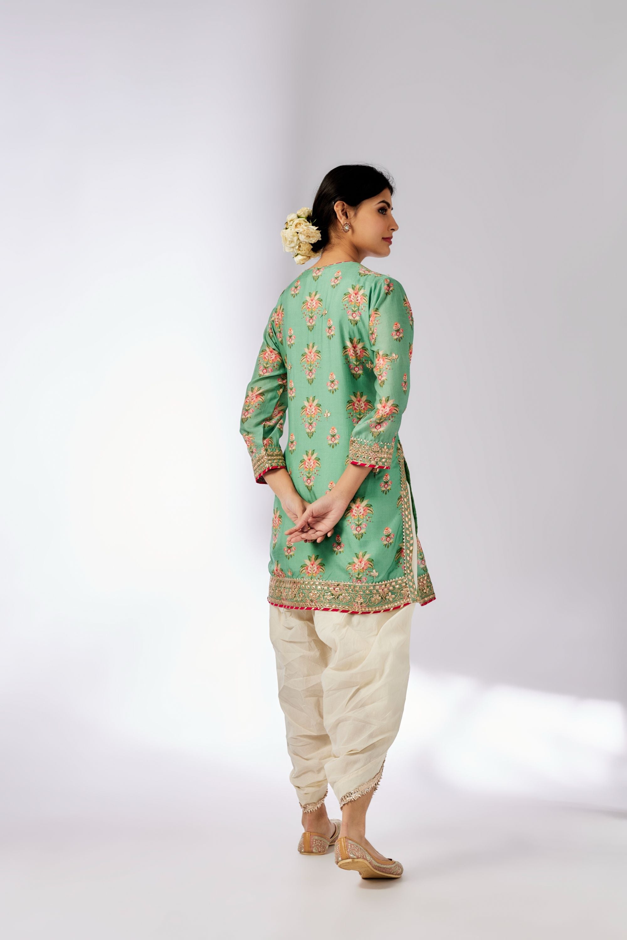 CY Gopi Vaid Moulika Mint Dhoti Set Back 1