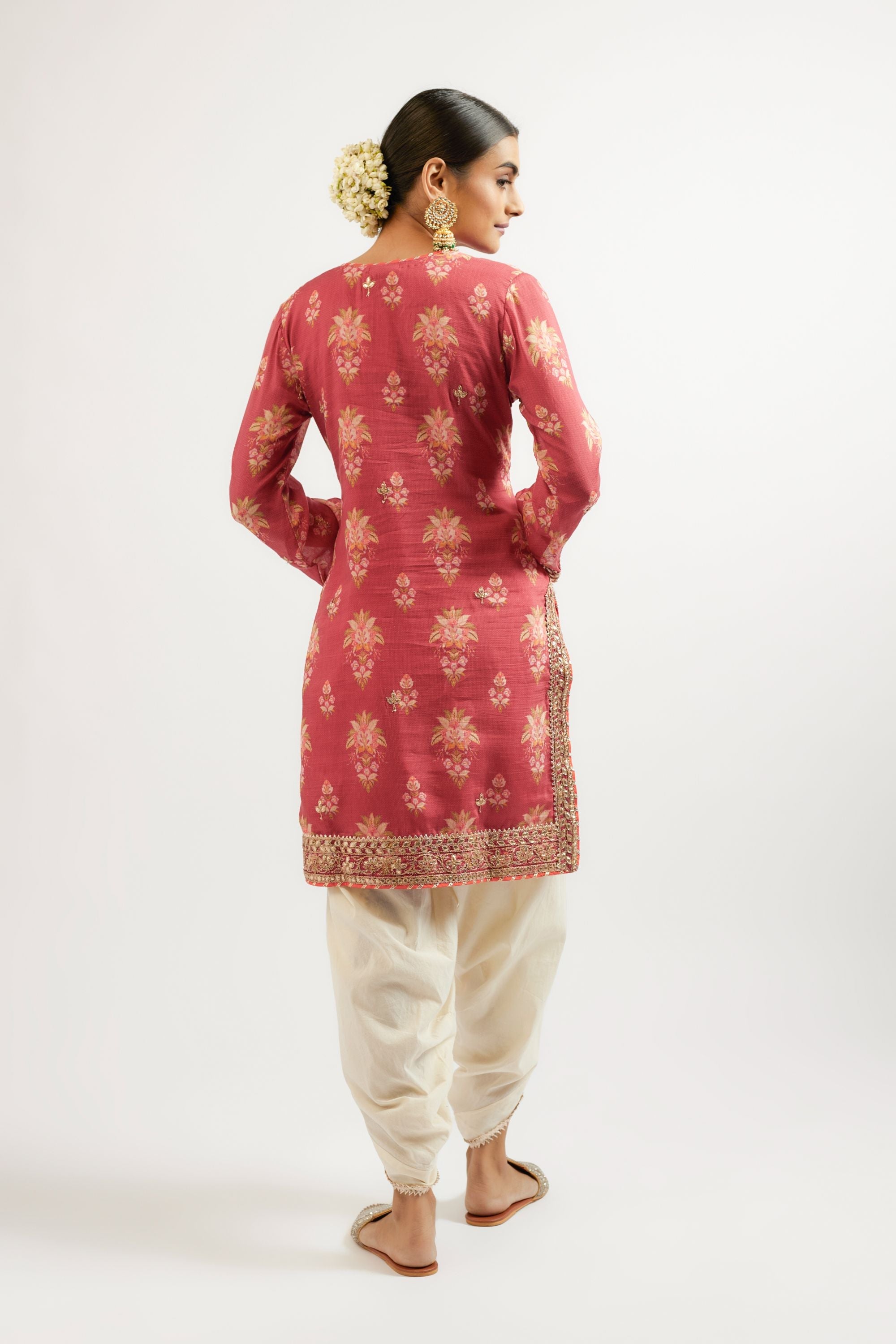 CY Gopi Vaid Moulika Red Dhoti Set Back 1