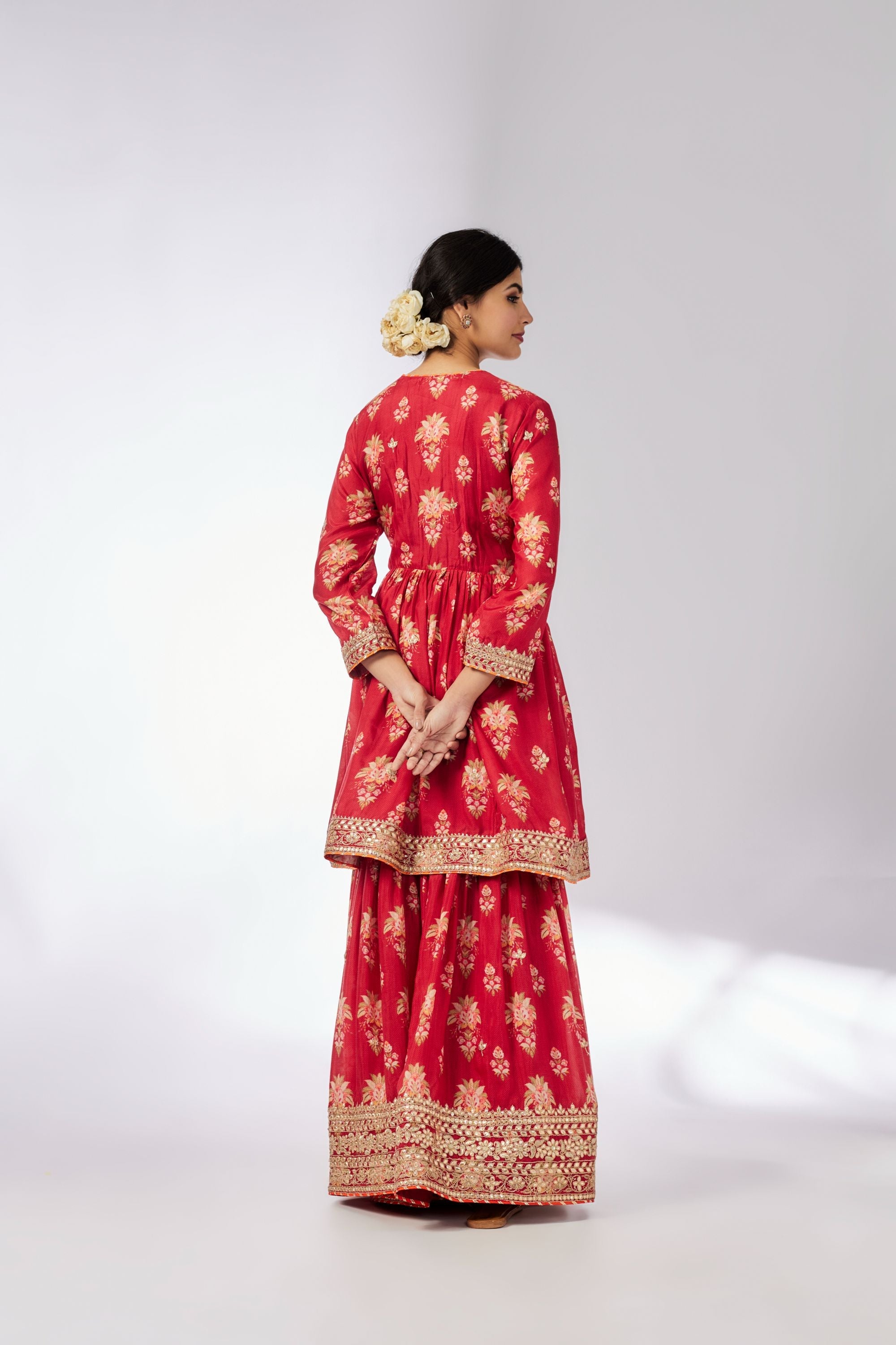 CY Gopi Vaid Samiksha Red Peplum Sharara Set Back 1